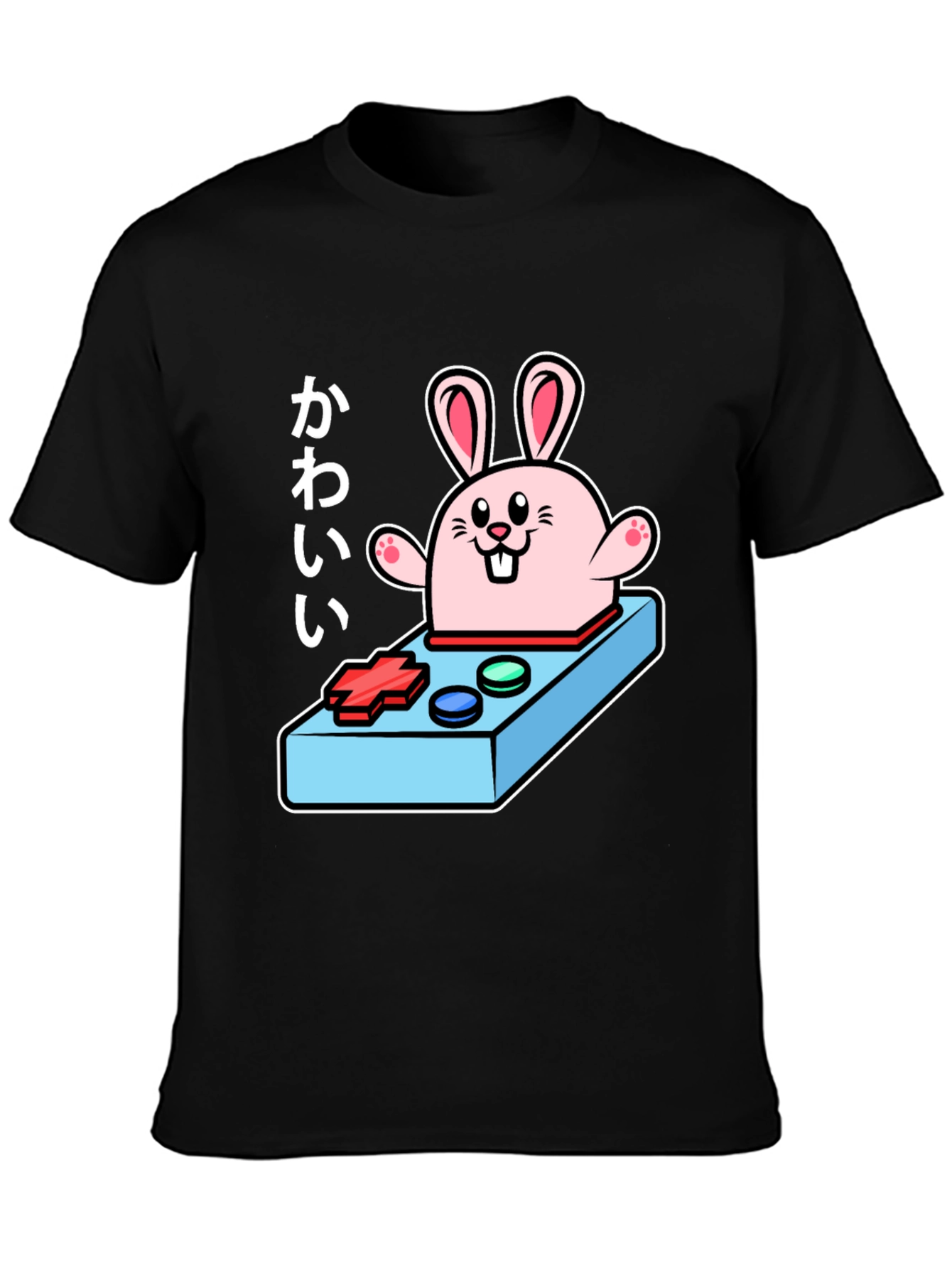 Kawaii Bunny Gaming Controller Black T-Shirt