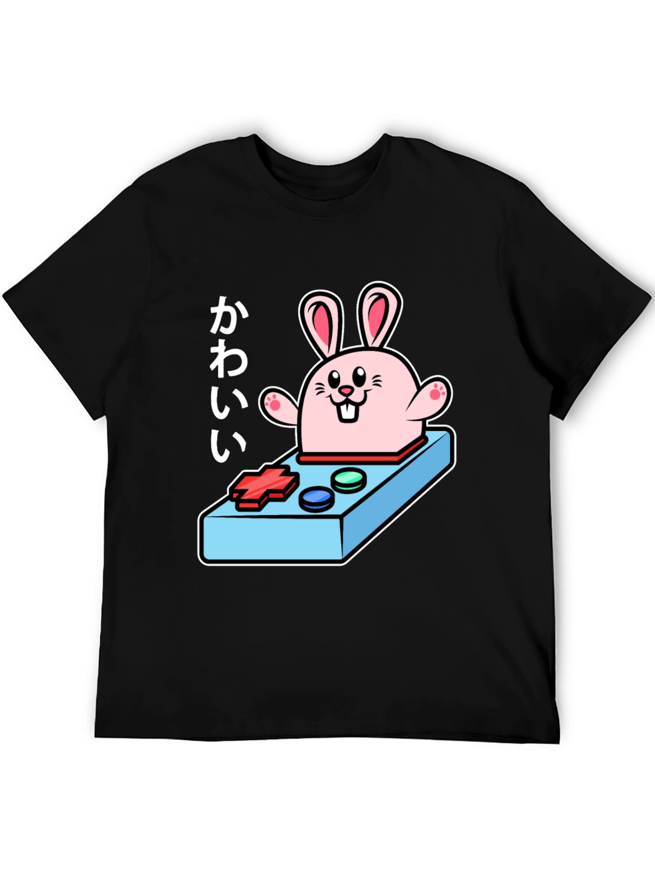 Kawaii Bunny Gaming Controller Black T-Shirt