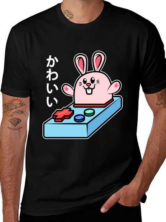 Kawaii Bunny Gaming Controller Black T-Shirt