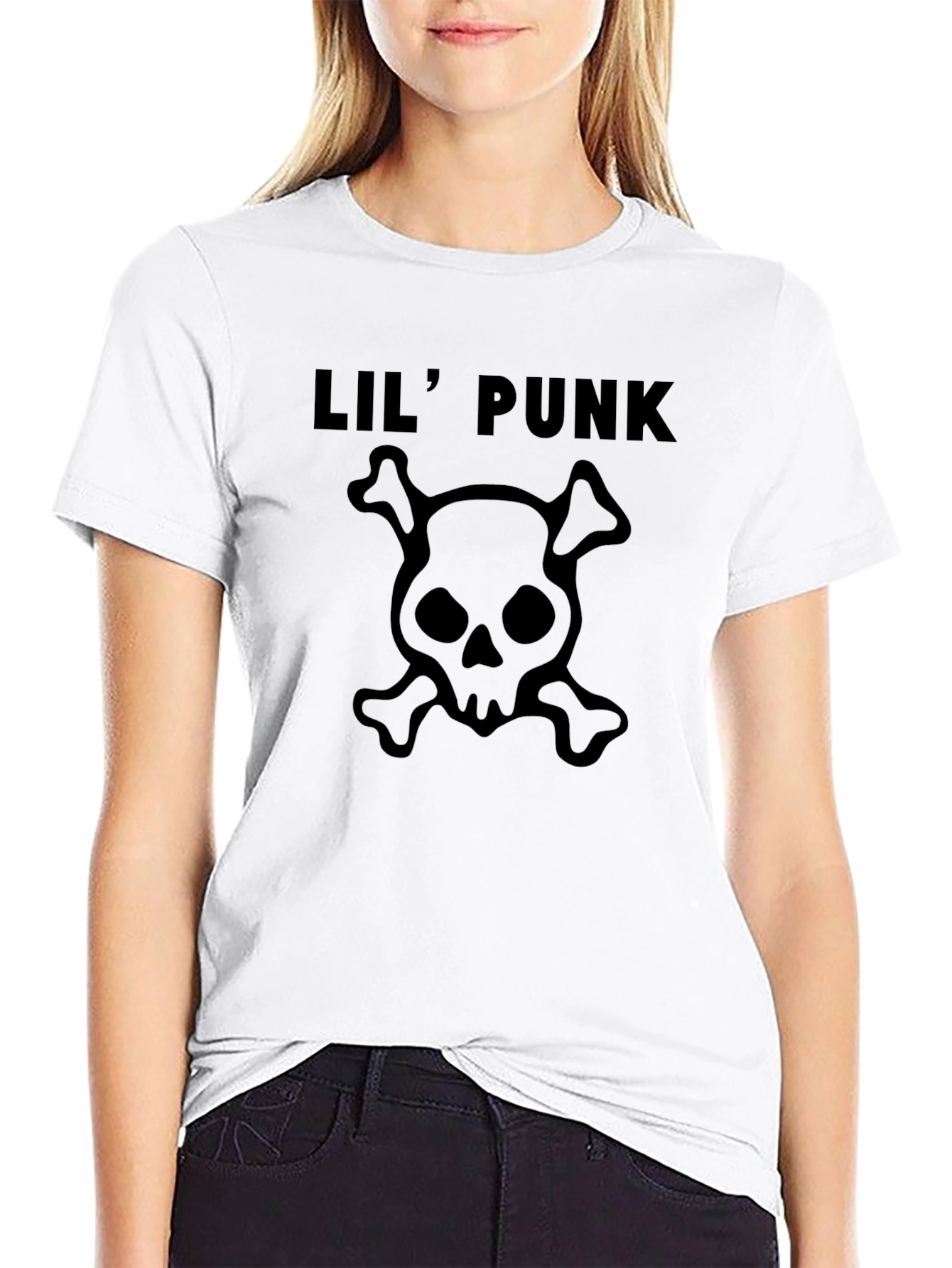 Lil Punk Skull Graphic Tee - Classic Black T-Shirt
