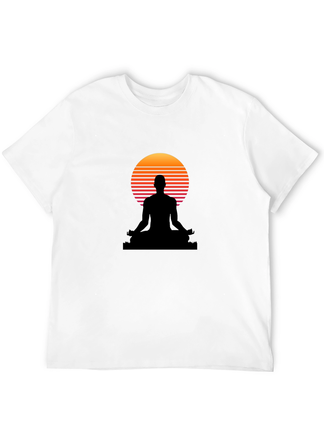 Zen Sunset T-Shirt - Black Meditation Design