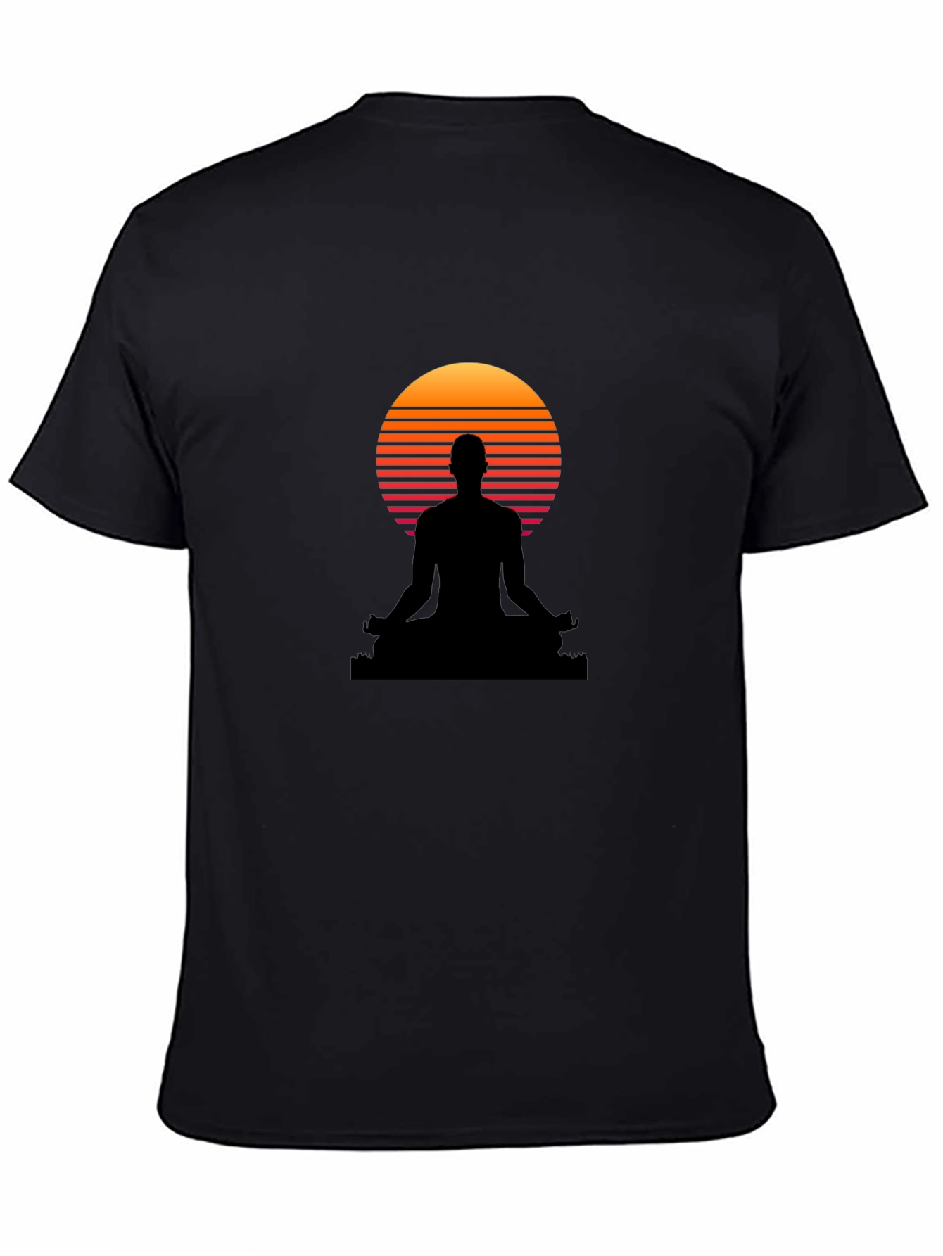 Zen Sunset T-Shirt - Black Meditation Design