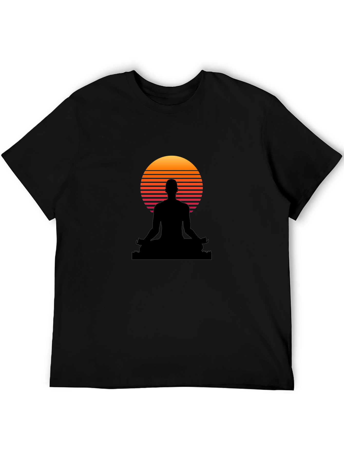 Zen Sunset T-Shirt - Black Meditation Design