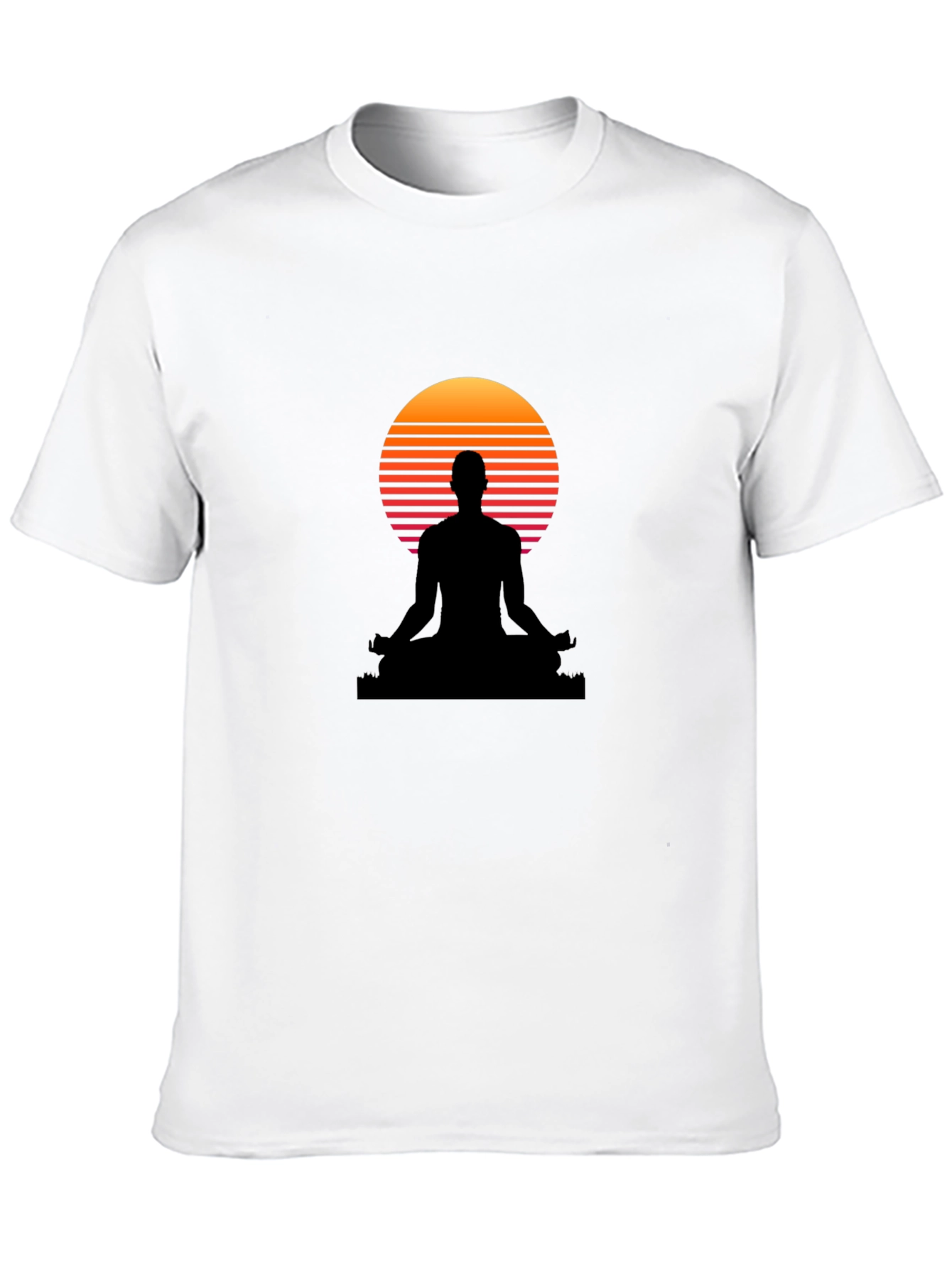 Zen Sunset T-Shirt - Black Meditation Design