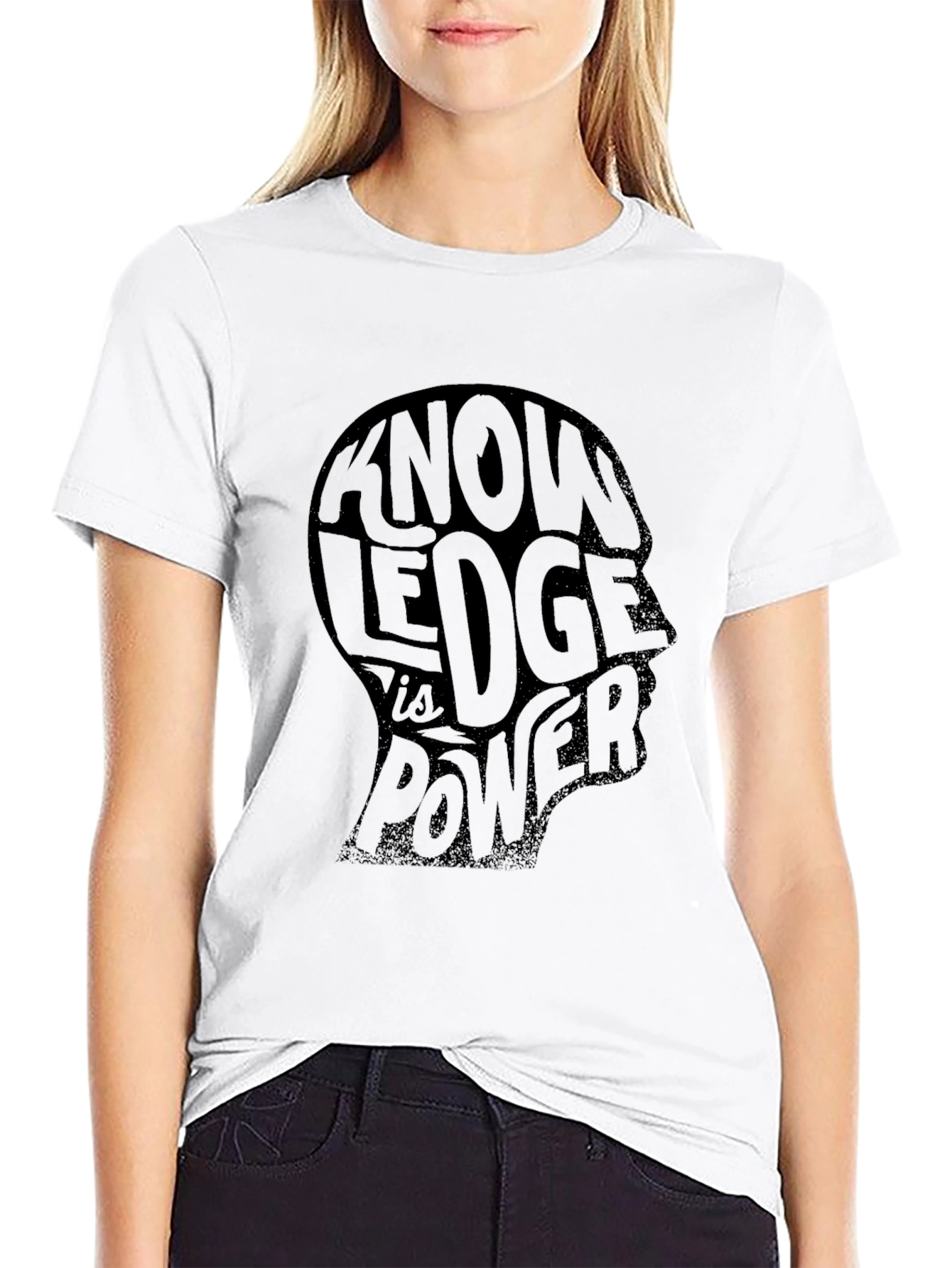Knowledge is Power Graphic Print Mens Black T-Shirt