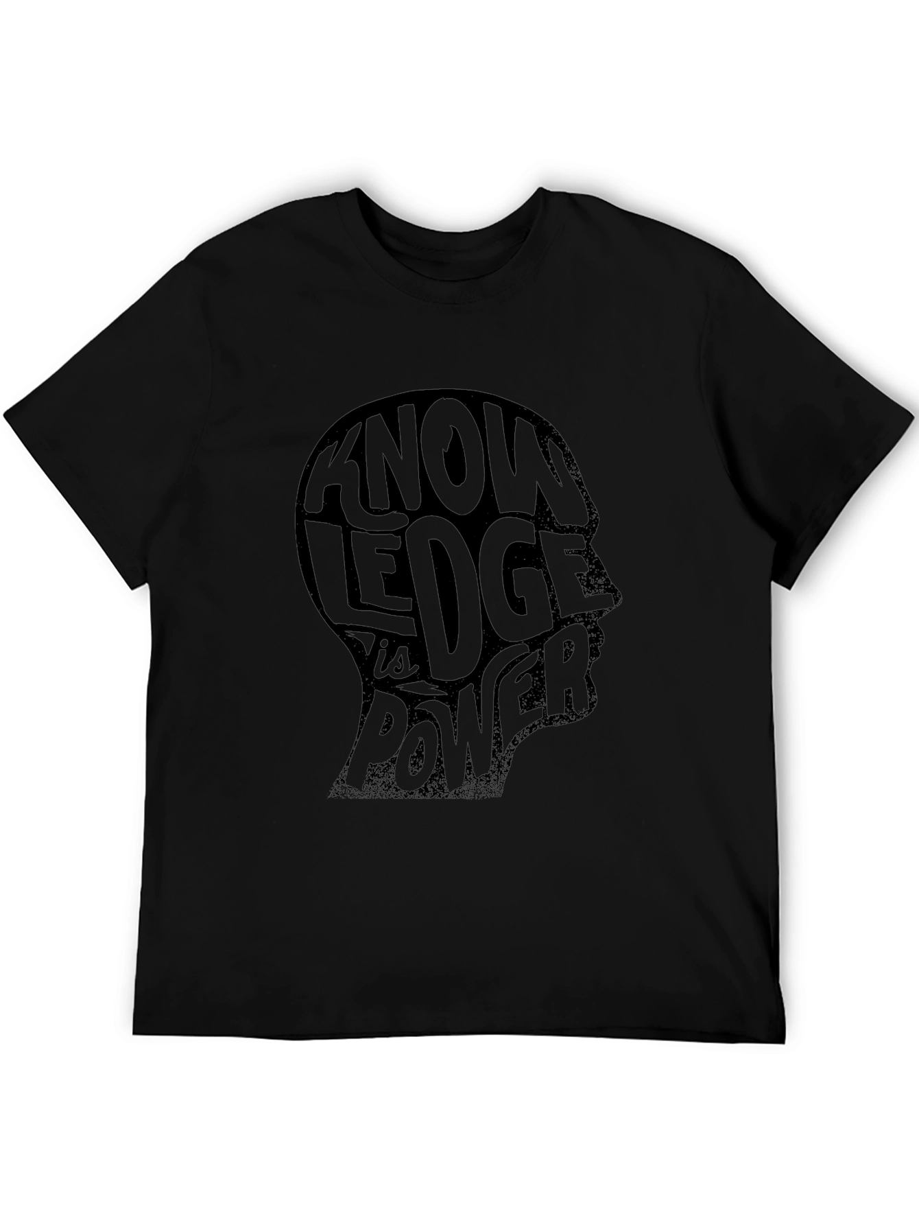 Knowledge is Power Graphic Print Mens Black T-Shirt