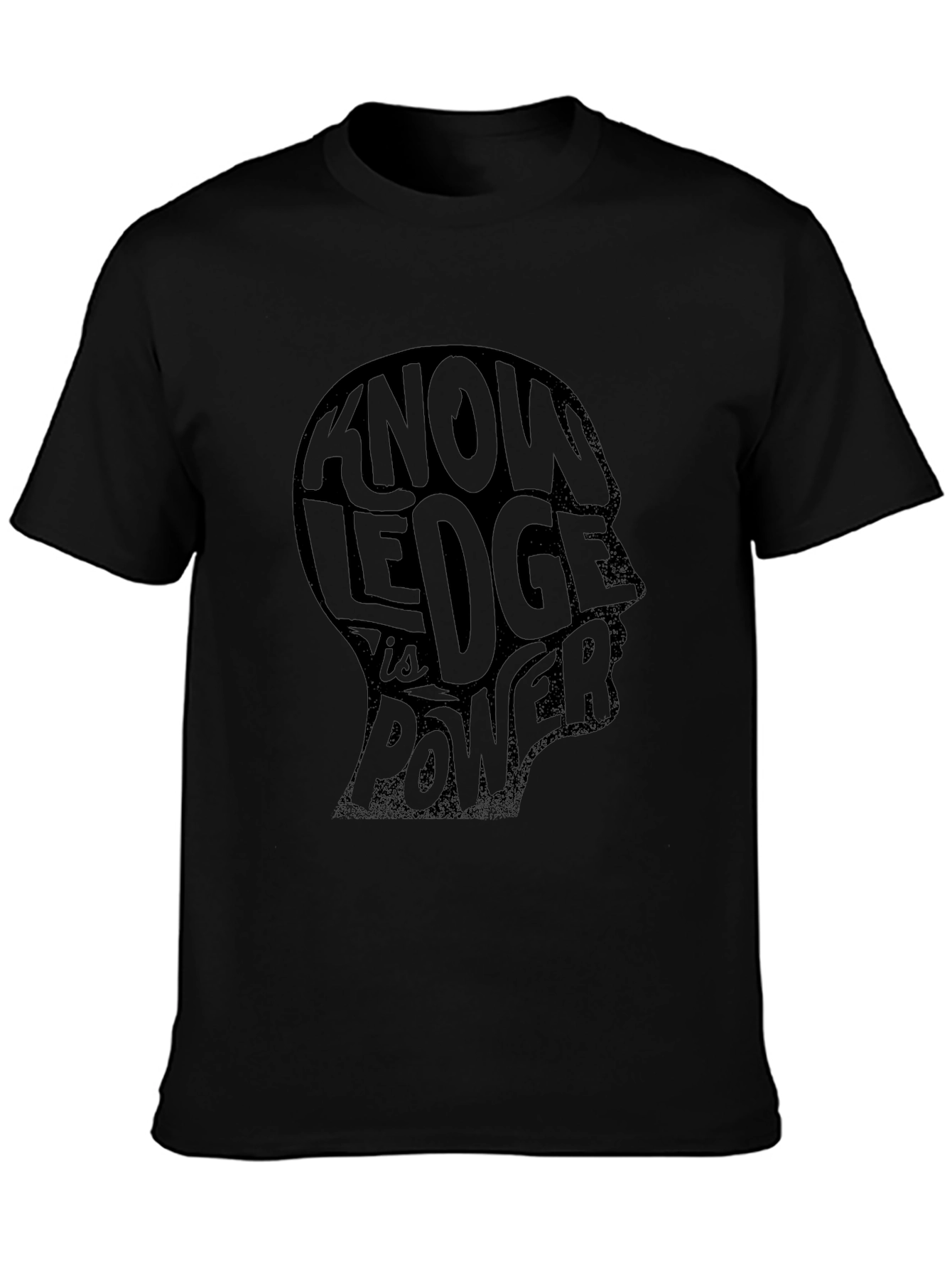 Knowledge is Power Graphic Print Mens Black T-Shirt