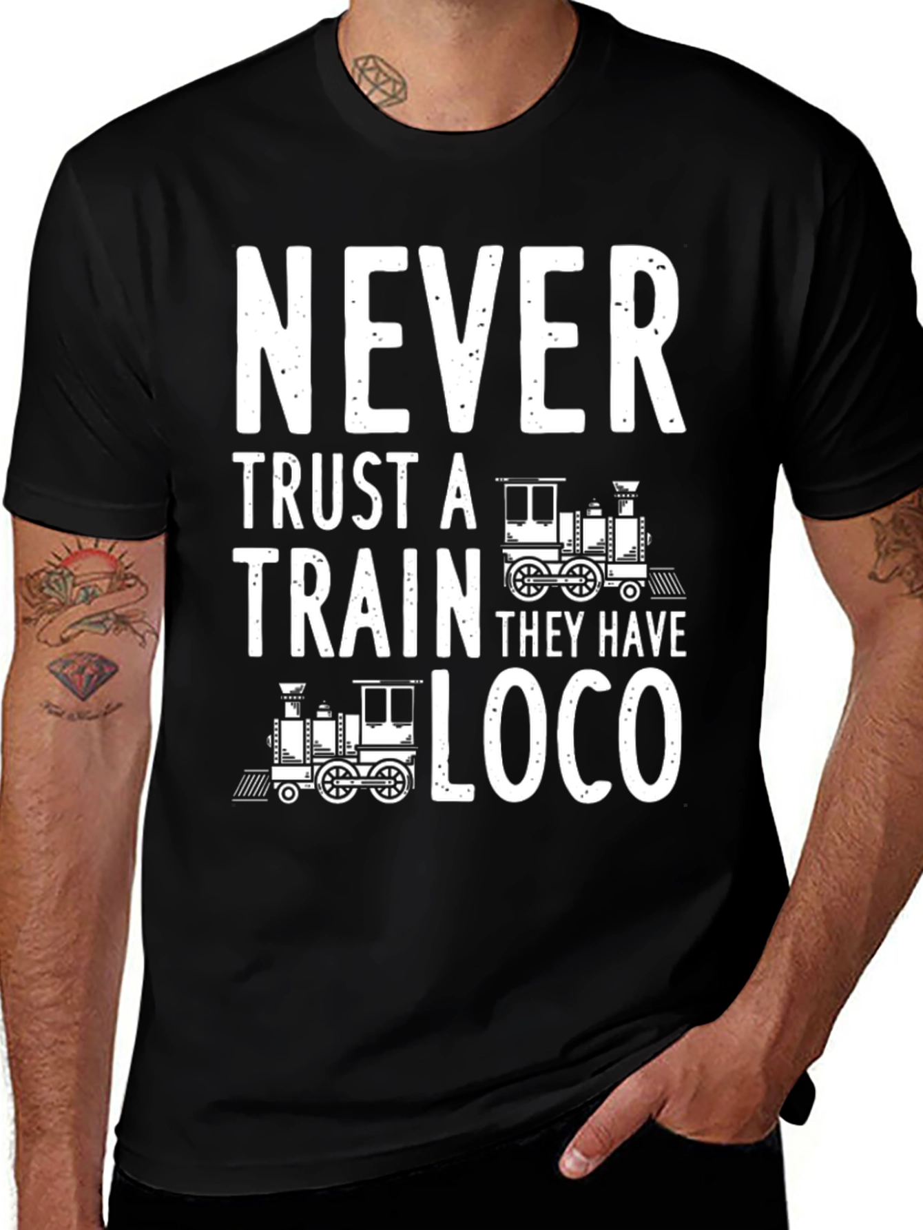 Never Trust a Train Black T-Shirt