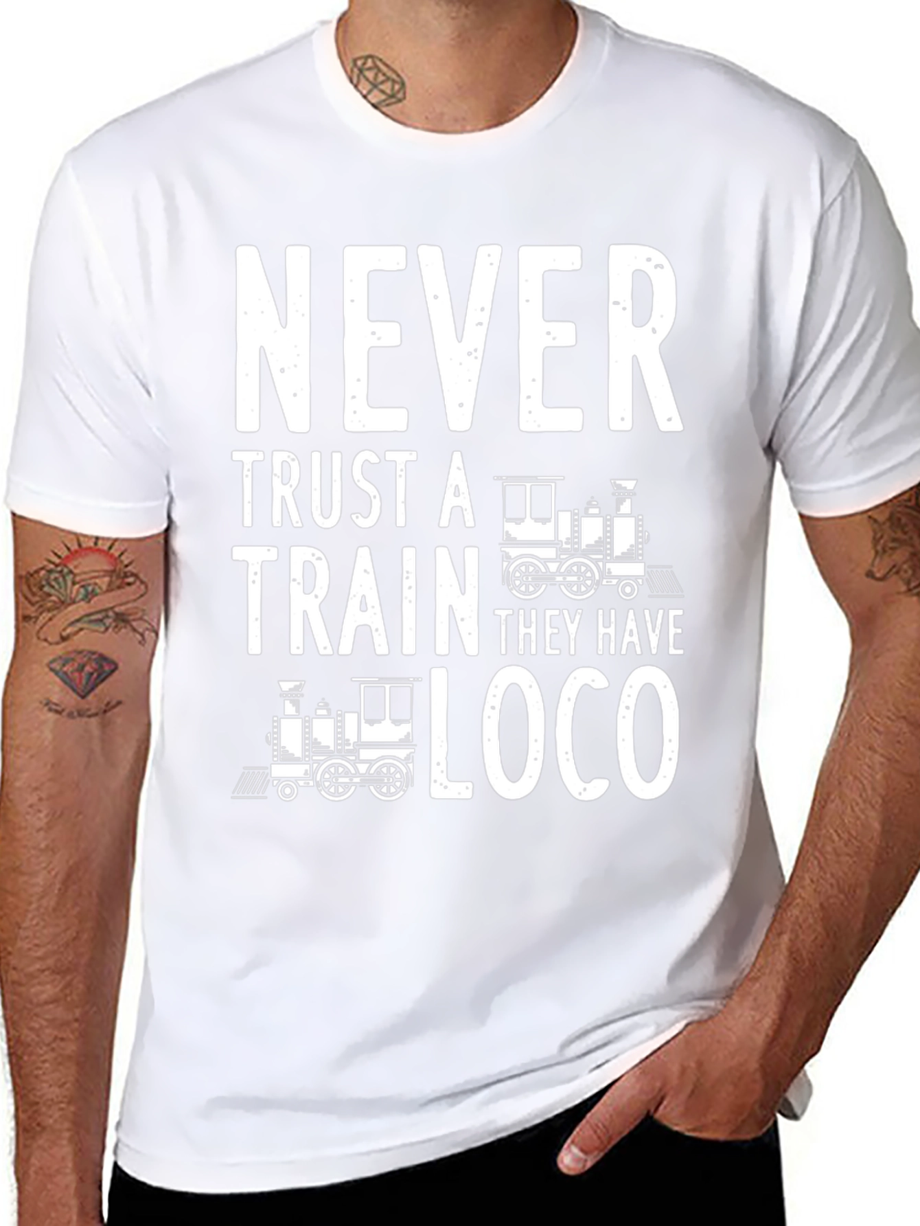 Never Trust a Train Black T-Shirt