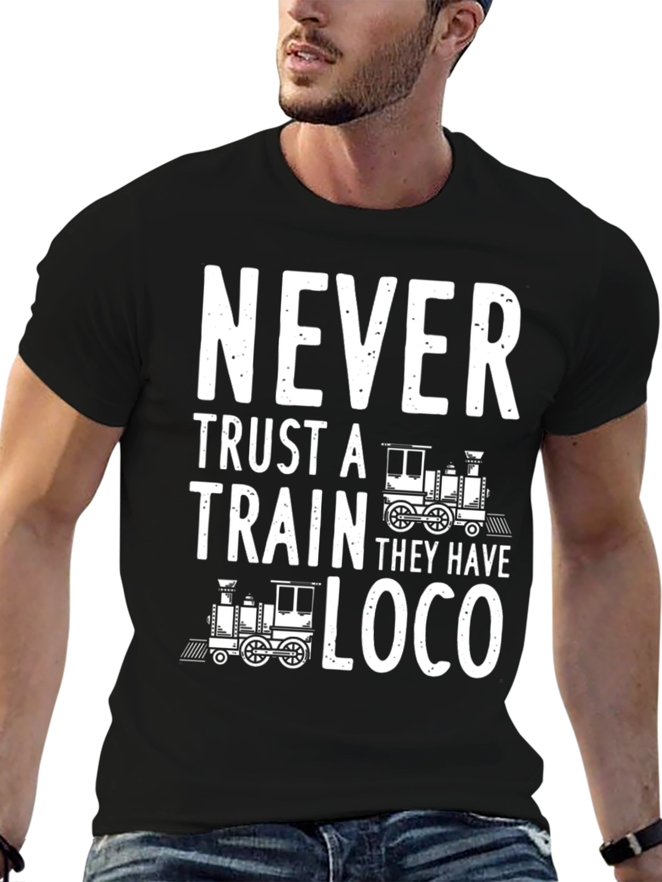 Never Trust a Train Black T-Shirt