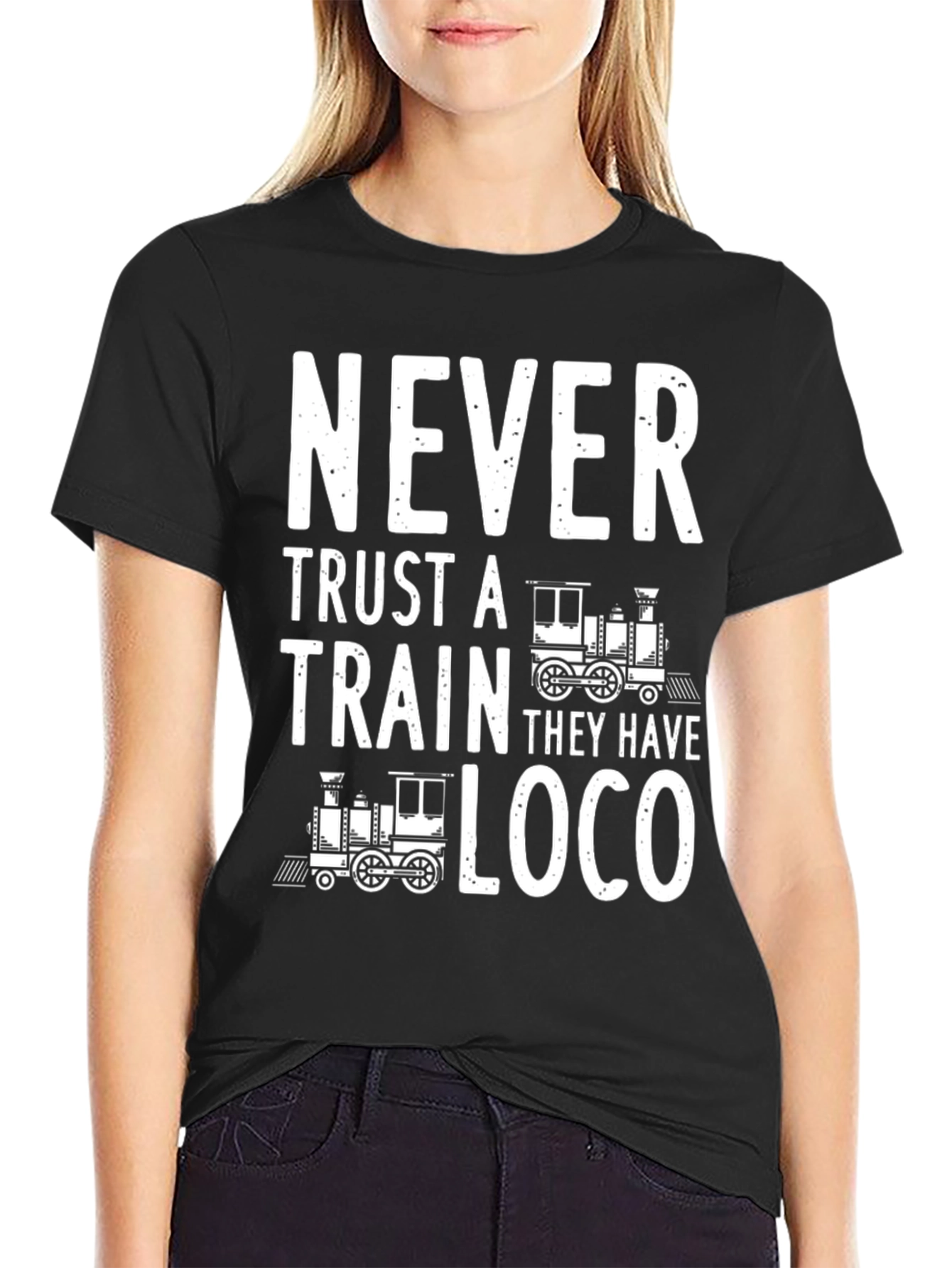 Never Trust a Train Black T-Shirt