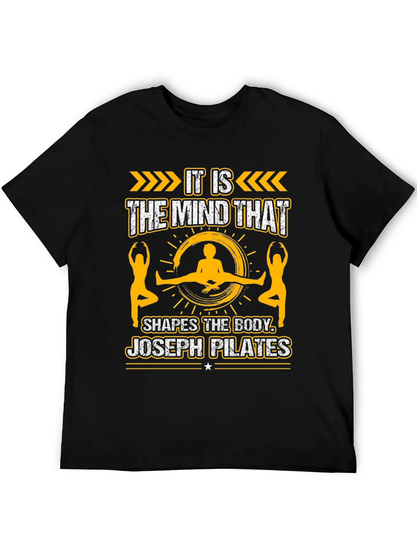 Pilates Mind Shapes Body Black Graphic Tee