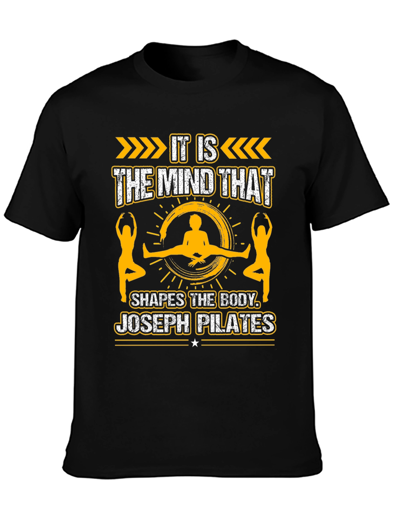Pilates Mind Shapes Body Black Graphic Tee