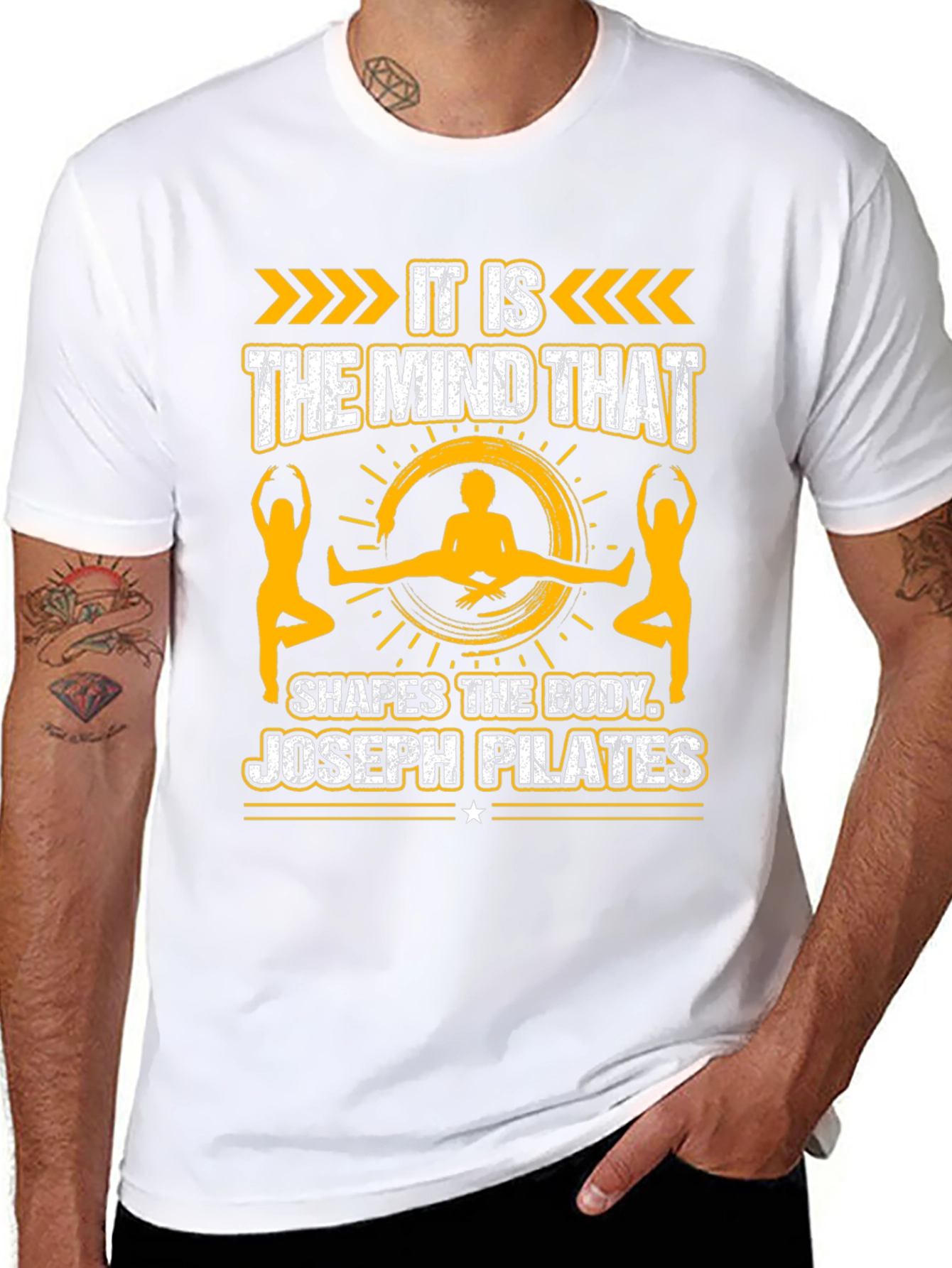 Pilates Mind Shapes Body Black Graphic Tee