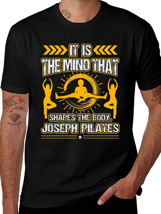 Pilates Mind Shapes Body Black Graphic Tee