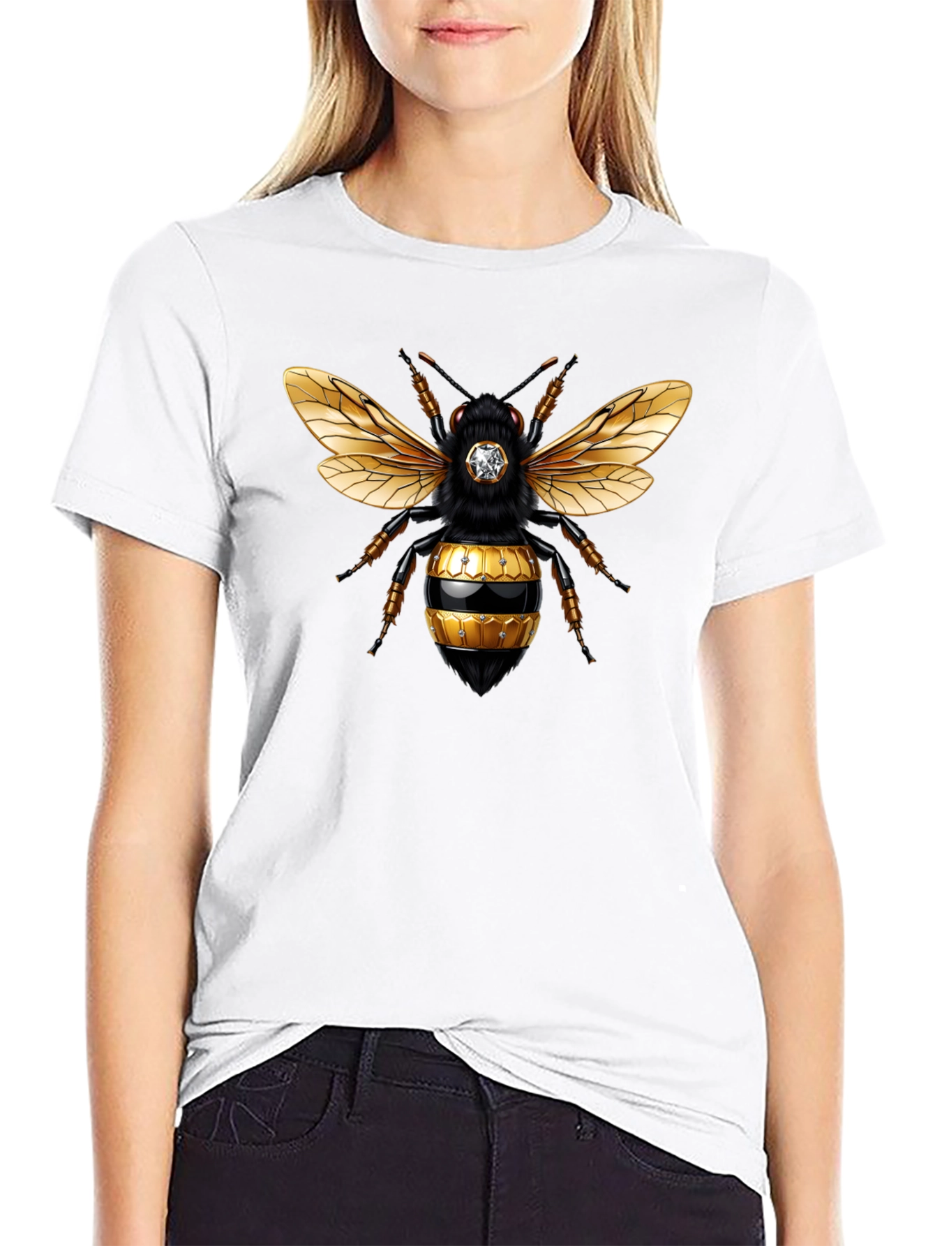 Black Bee Graphic Tee - Stylish Crew Neck T-Shirt