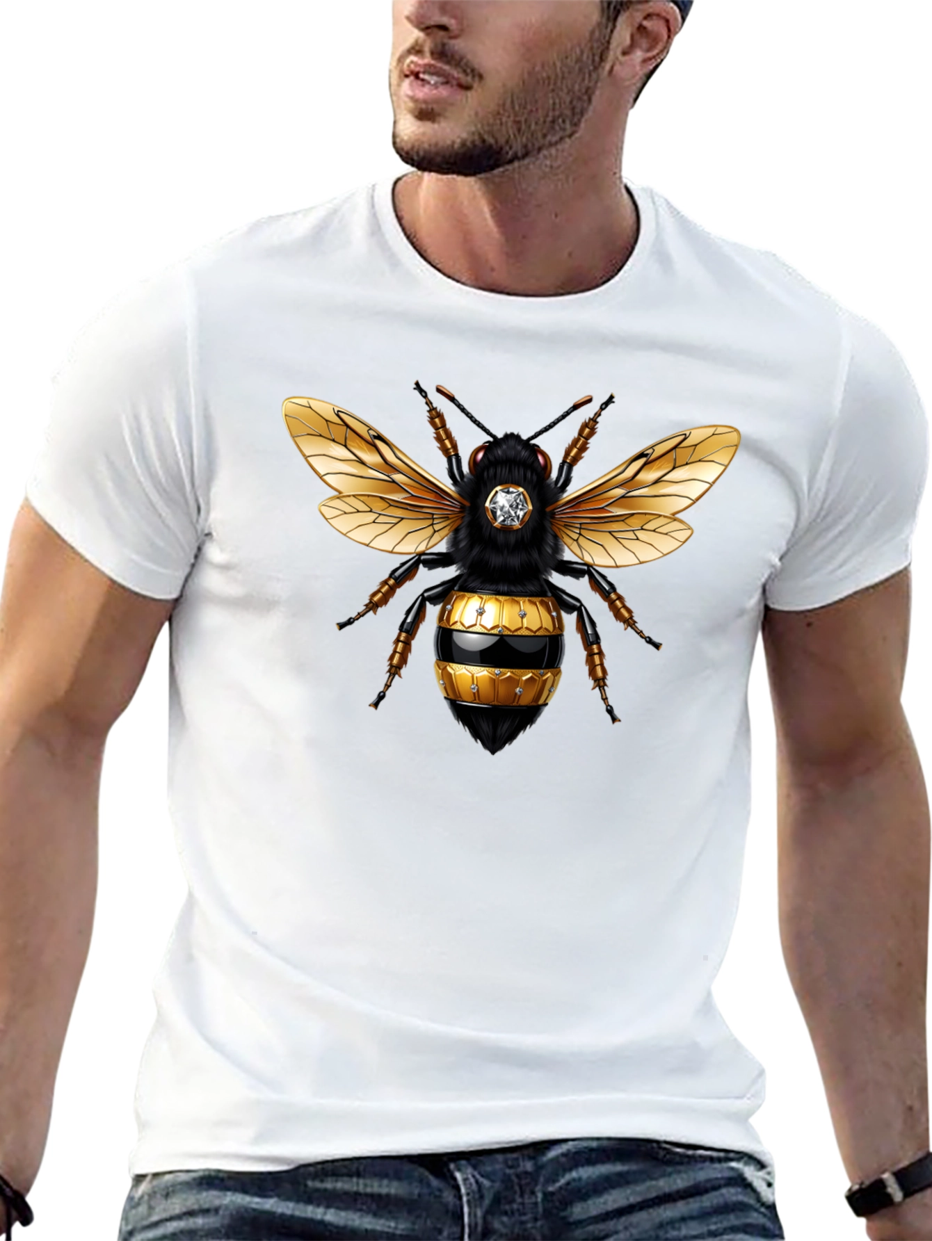 Black Bee Graphic Tee - Stylish Crew Neck T-Shirt