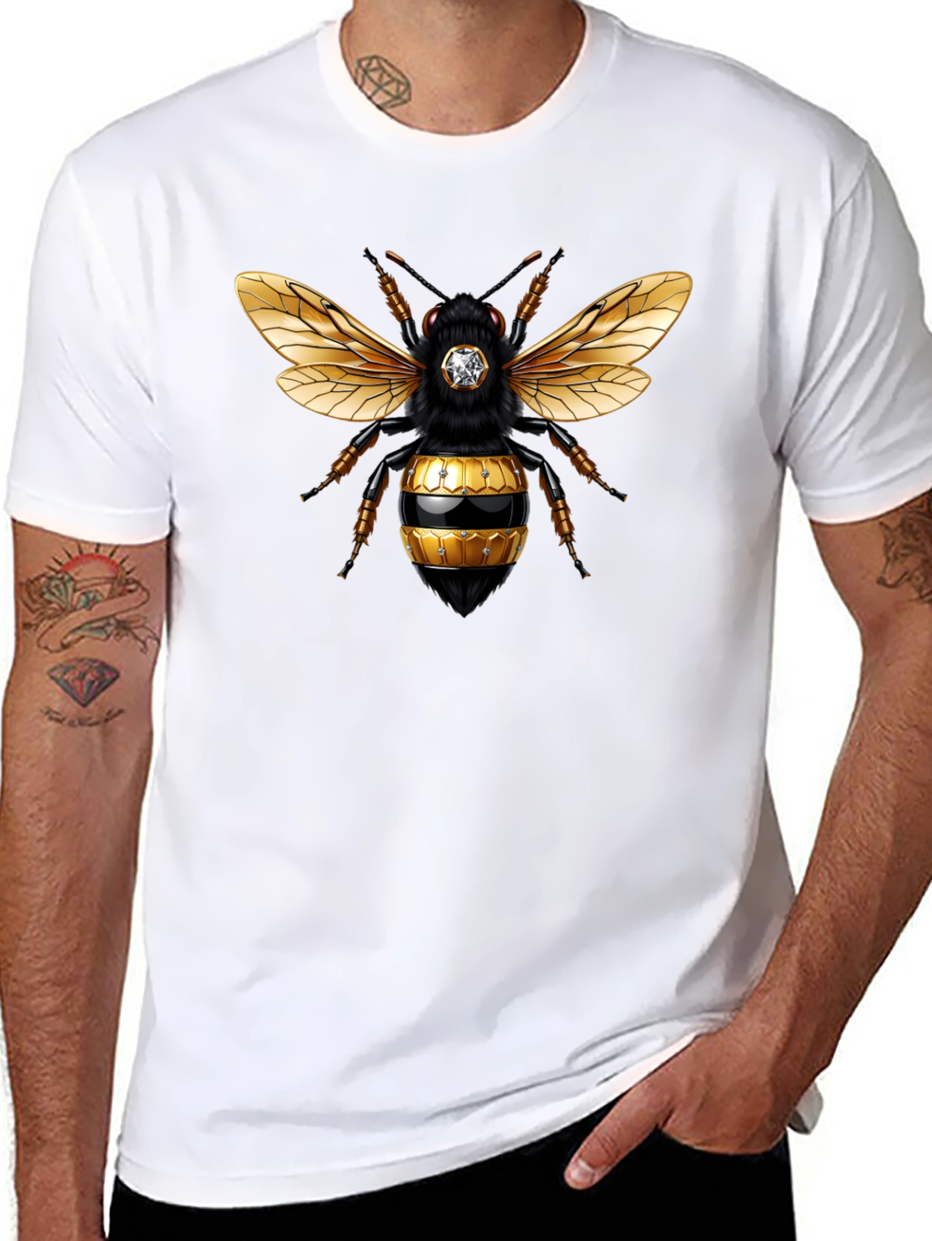 Black Bee Graphic Tee - Stylish Crew Neck T-Shirt