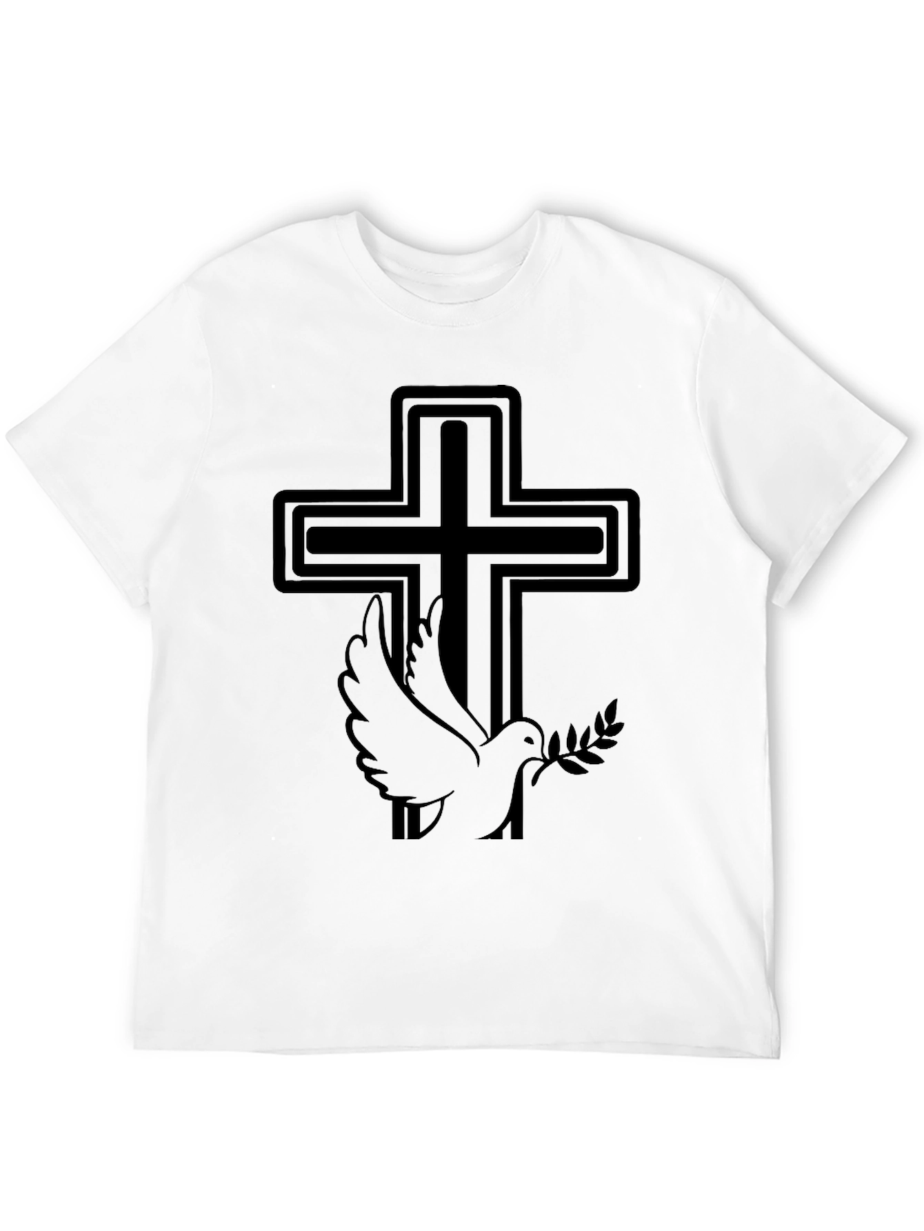 Dove and Cross Graphic Black T-Shirt