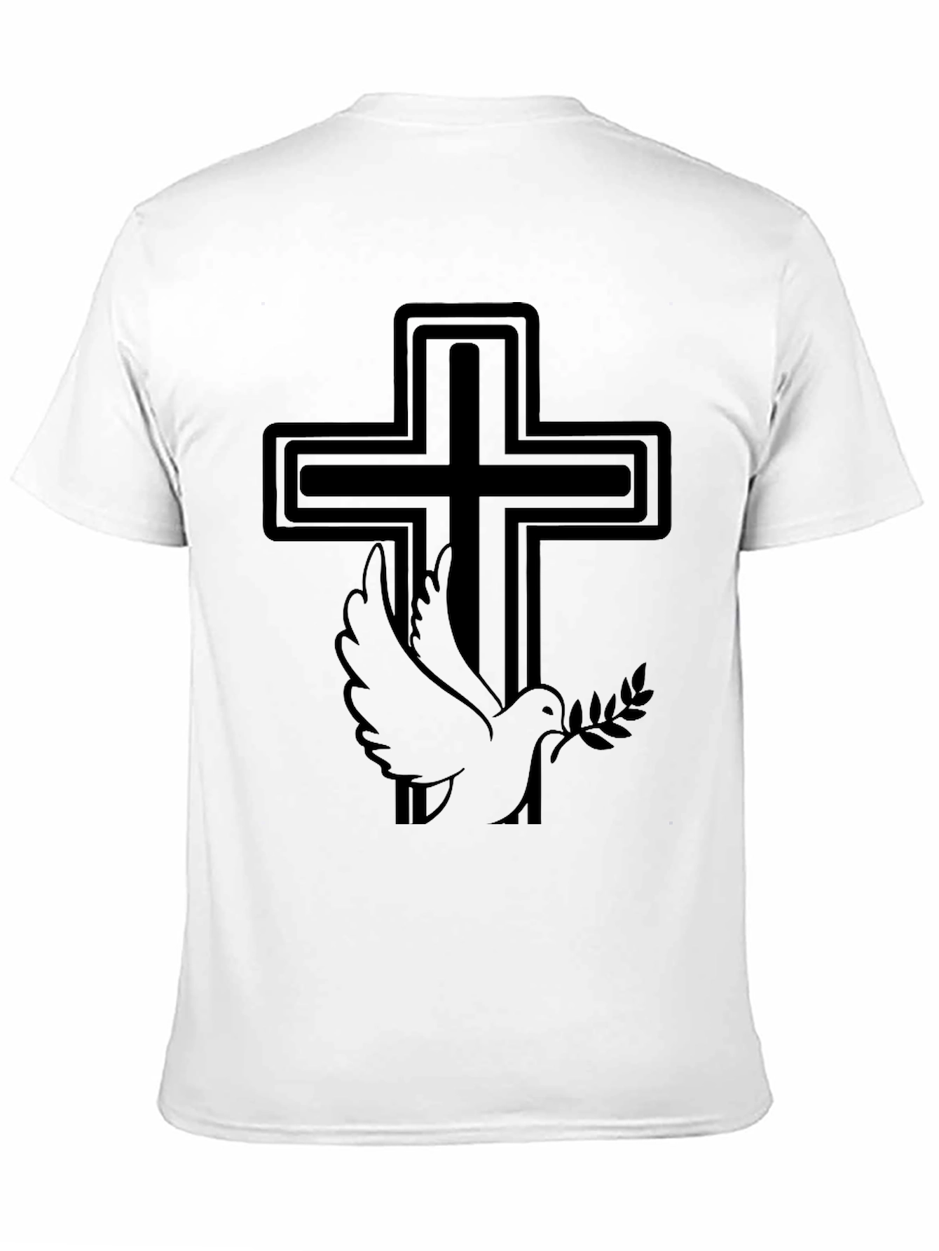 Dove and Cross Graphic Black T-Shirt