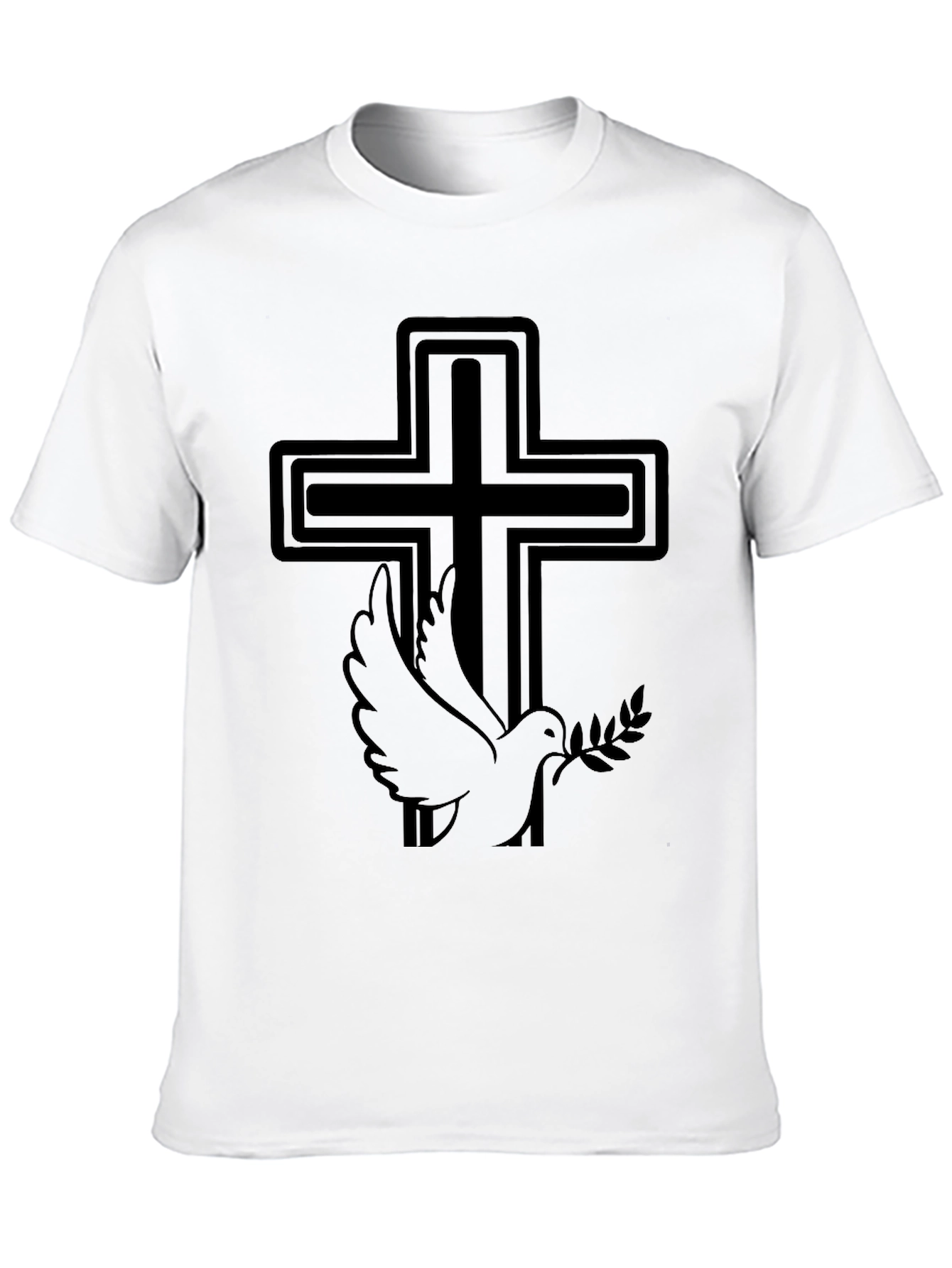 Dove and Cross Graphic Black T-Shirt