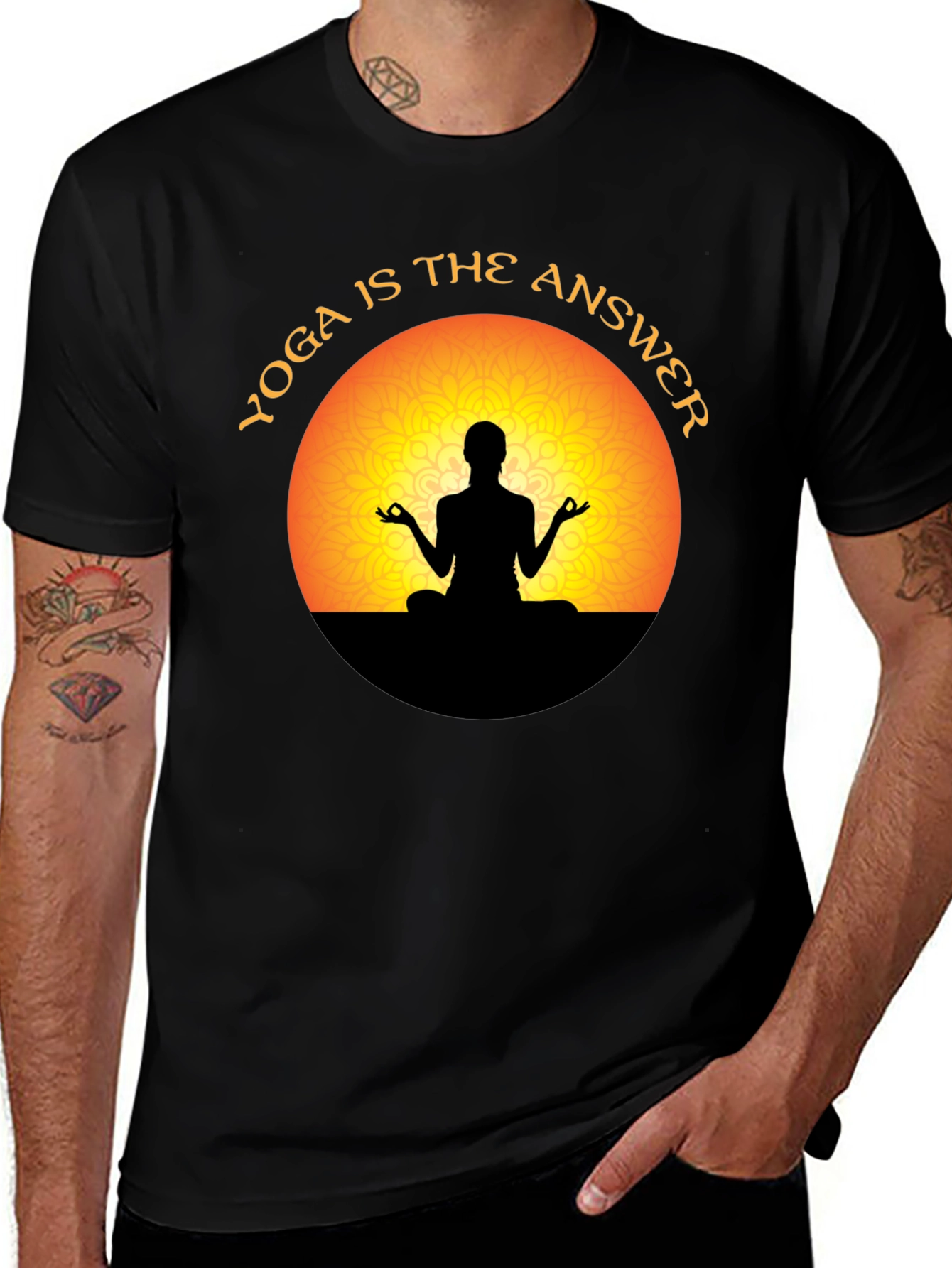 Yoga is the Answer T-Shirt - Meditating Silhouette