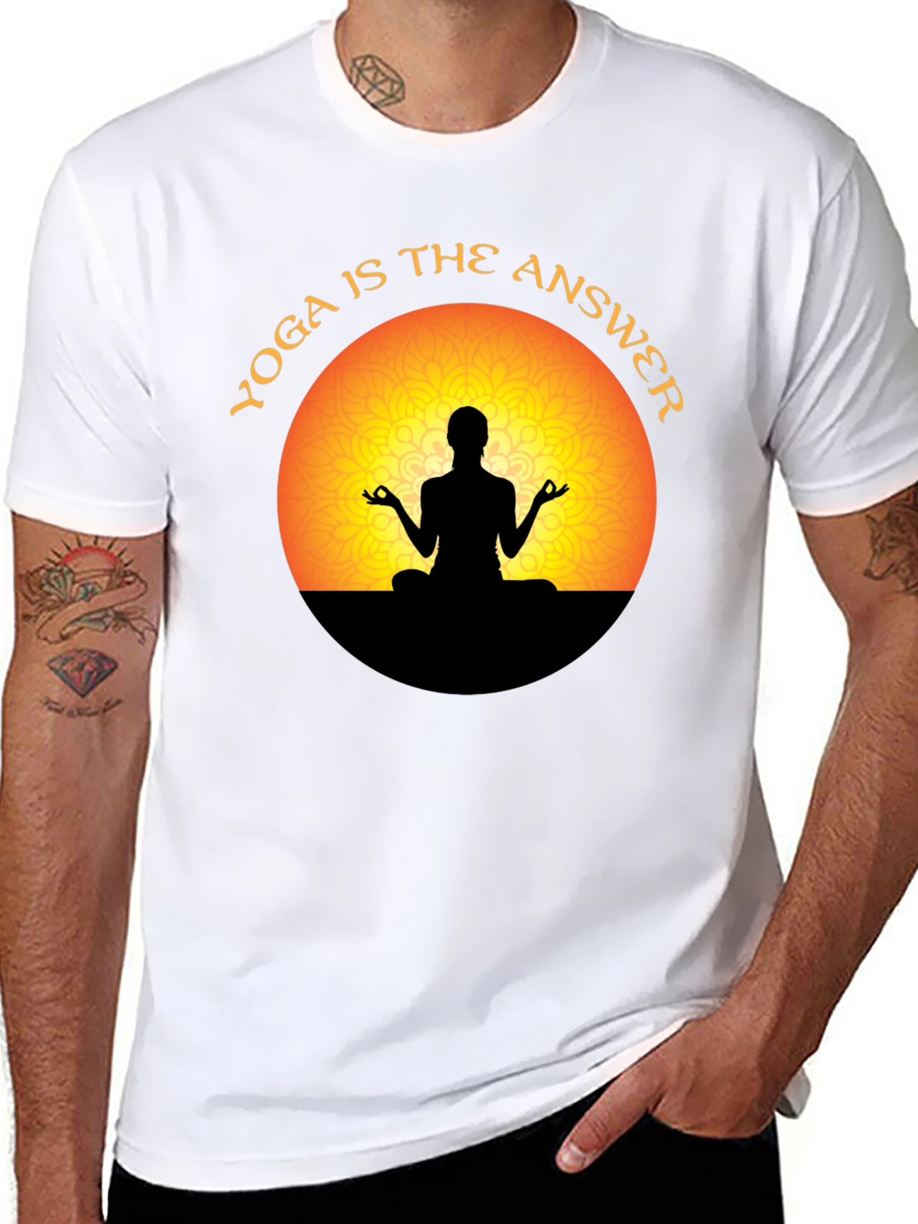 Yoga is the Answer T-Shirt - Meditating Silhouette
