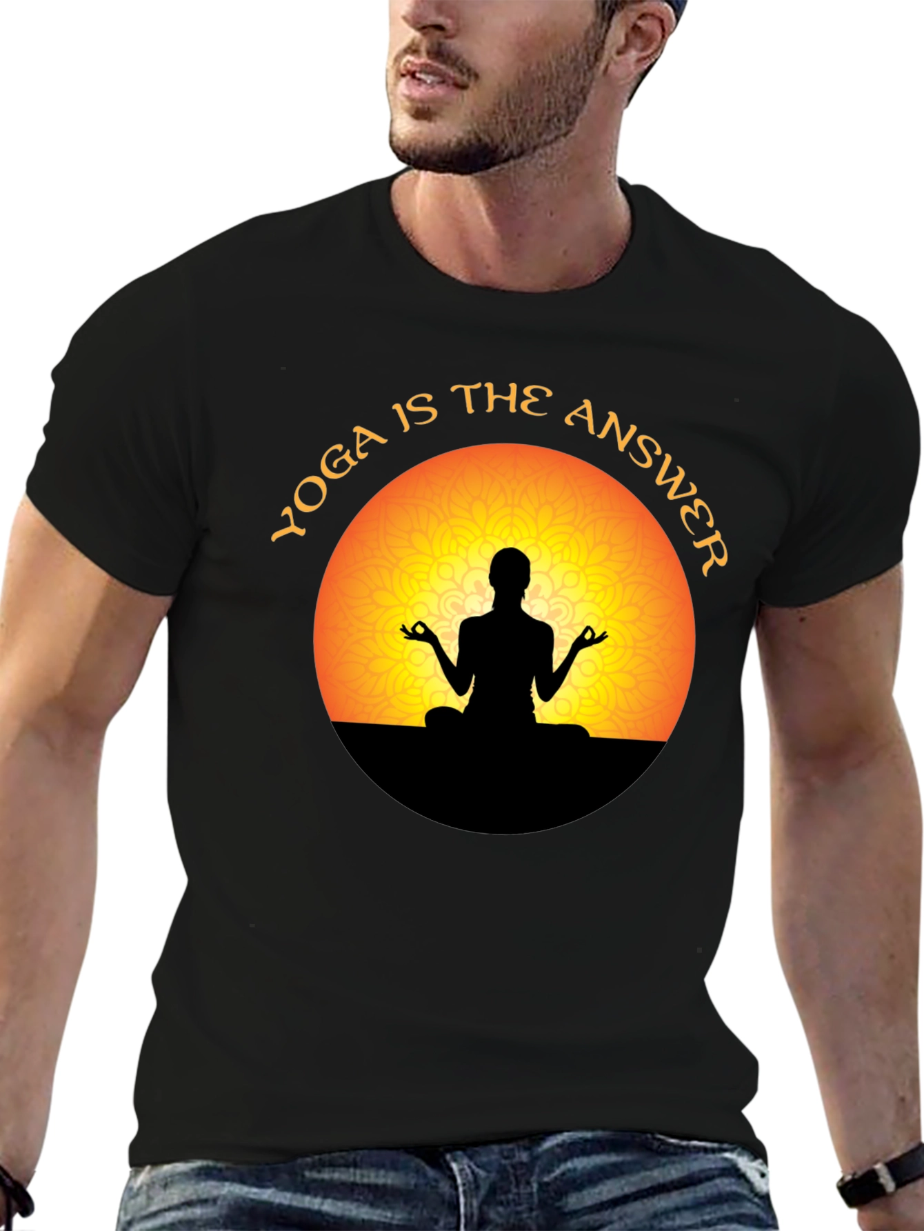Yoga is the Answer T-Shirt - Meditating Silhouette