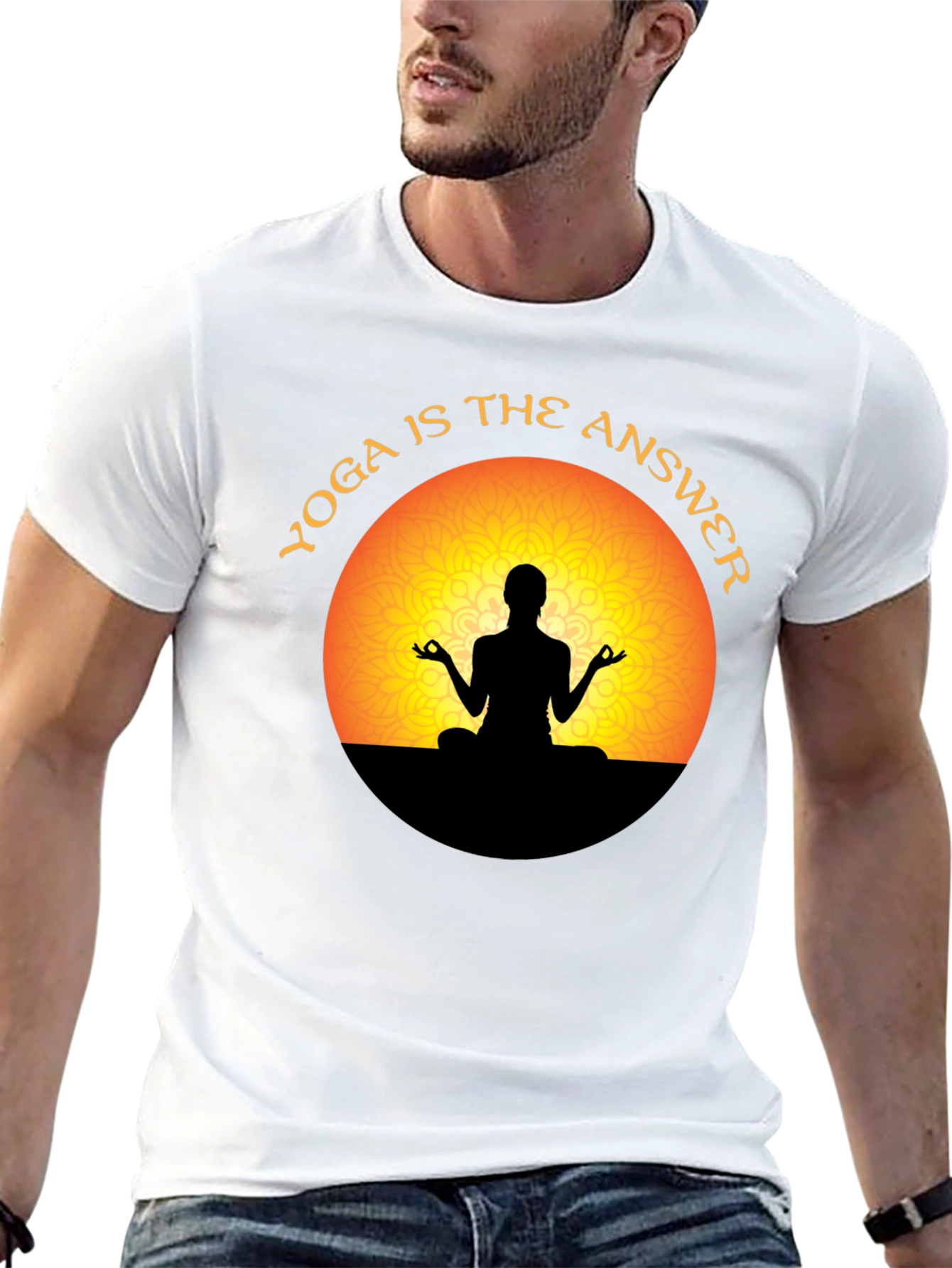 Yoga is the Answer T-Shirt - Meditating Silhouette