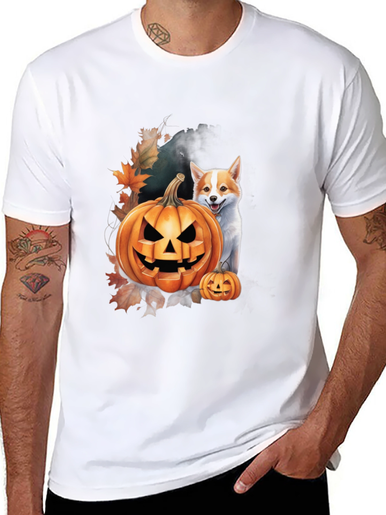 Halloween Dog & Pumpkin T-Shirt