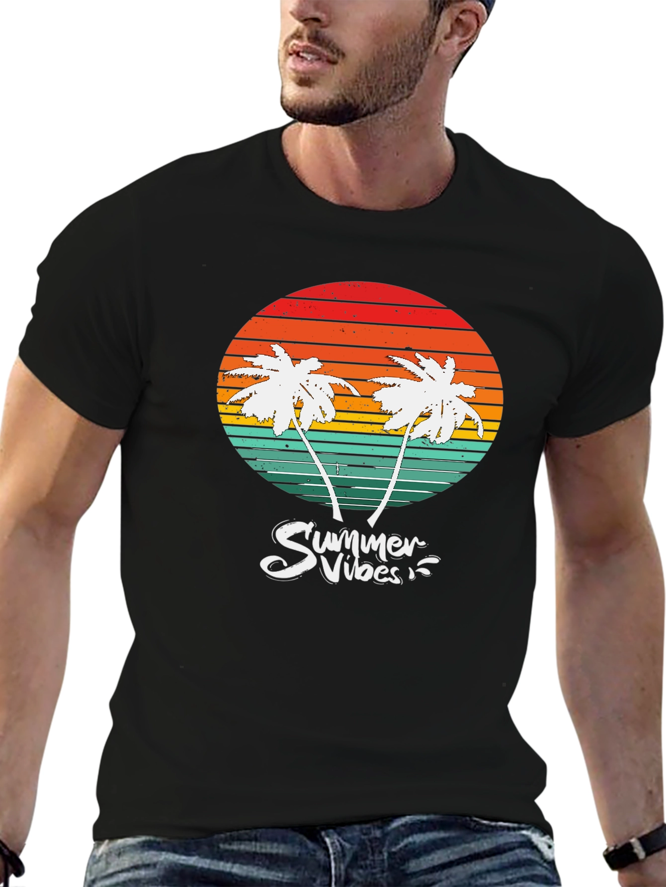 Summer Vibes Palm Tree Graphic T-Shirt
