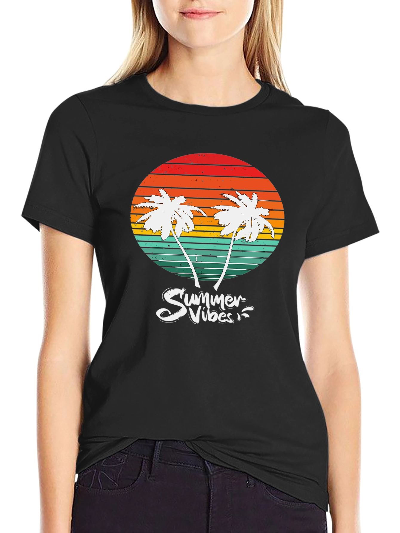 Summer Vibes Palm Tree Graphic T-Shirt
