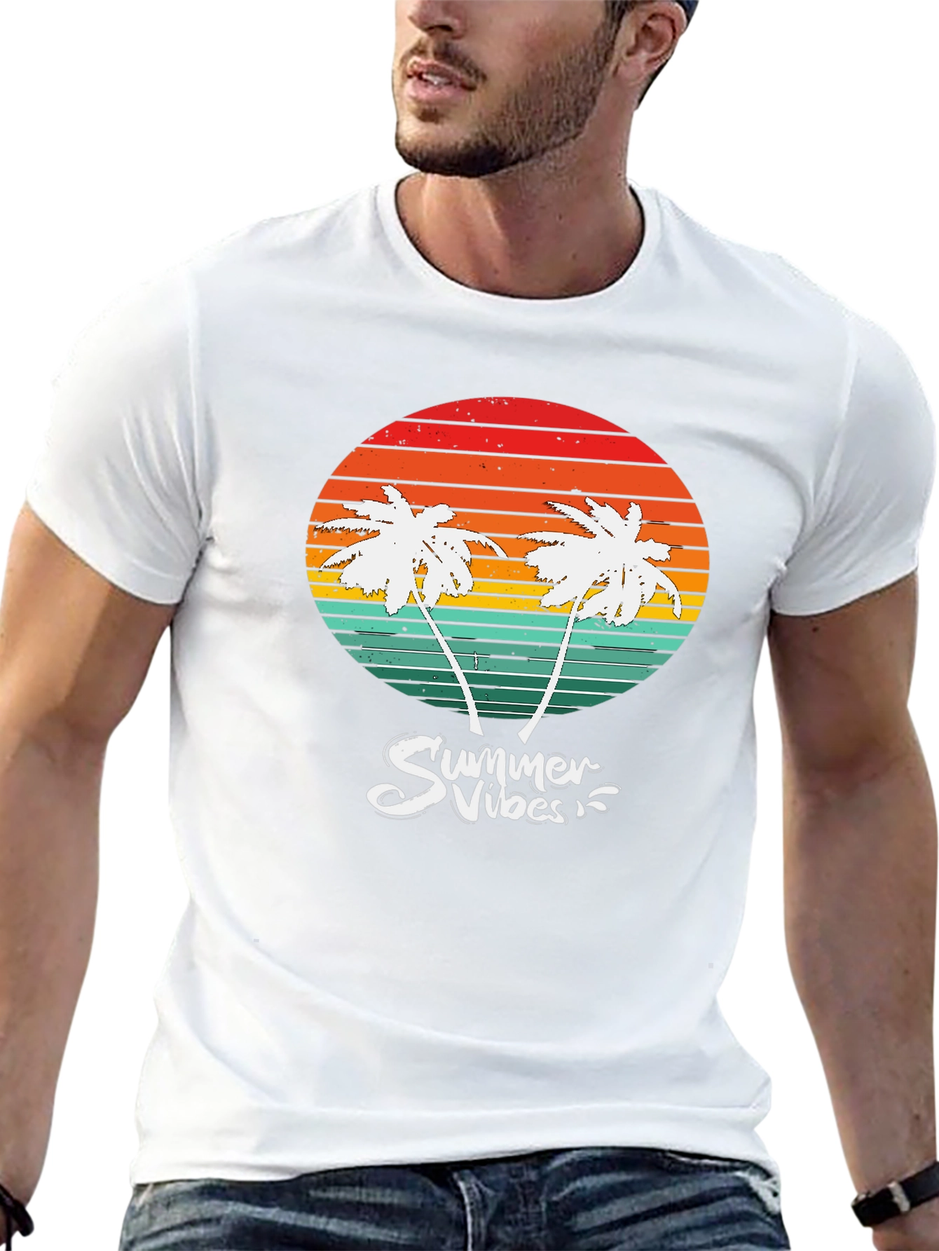 Summer Vibes Palm Tree Graphic T-Shirt