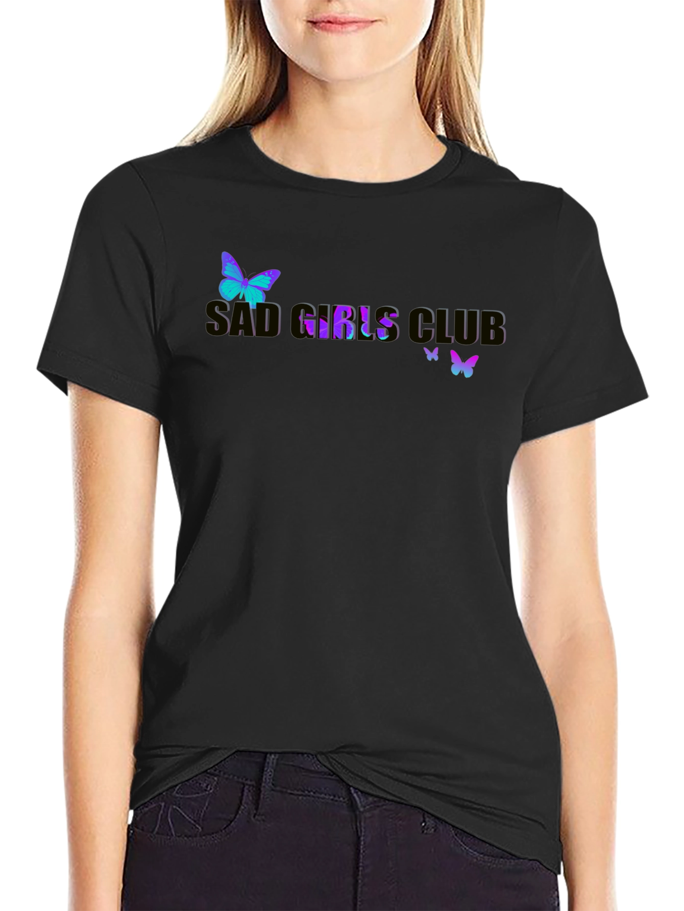 Sad Girls Club Butterfly Graphic Tee - Black