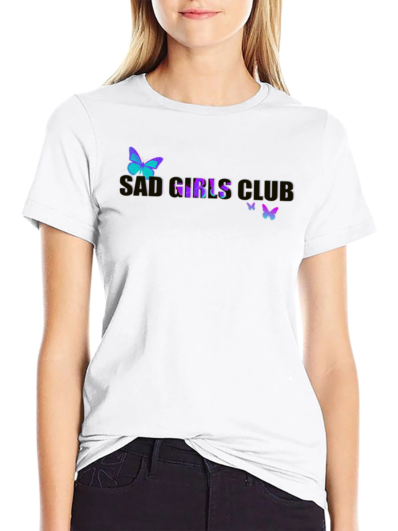 Sad Girls Club Butterfly Graphic Tee - Black