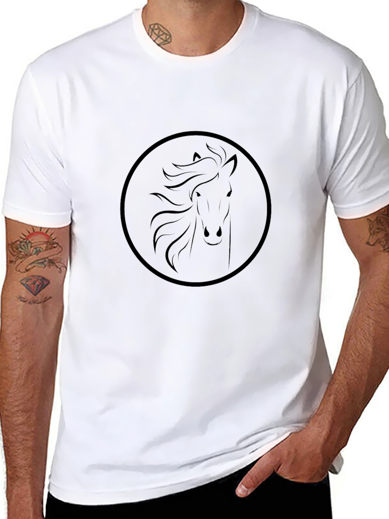 Black Horse Circle Graphic T-Shirt
