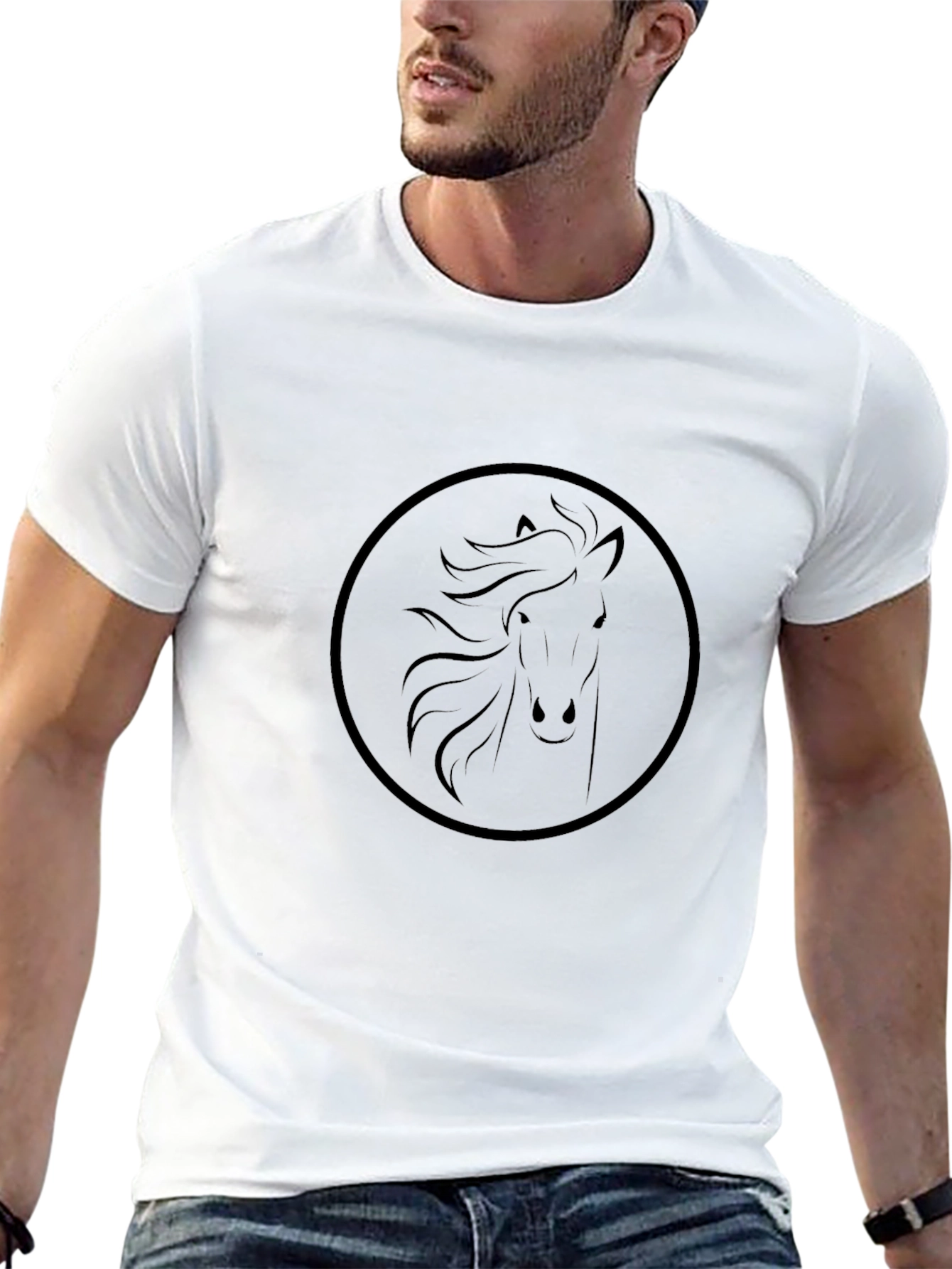 Black Horse Circle Graphic T-Shirt