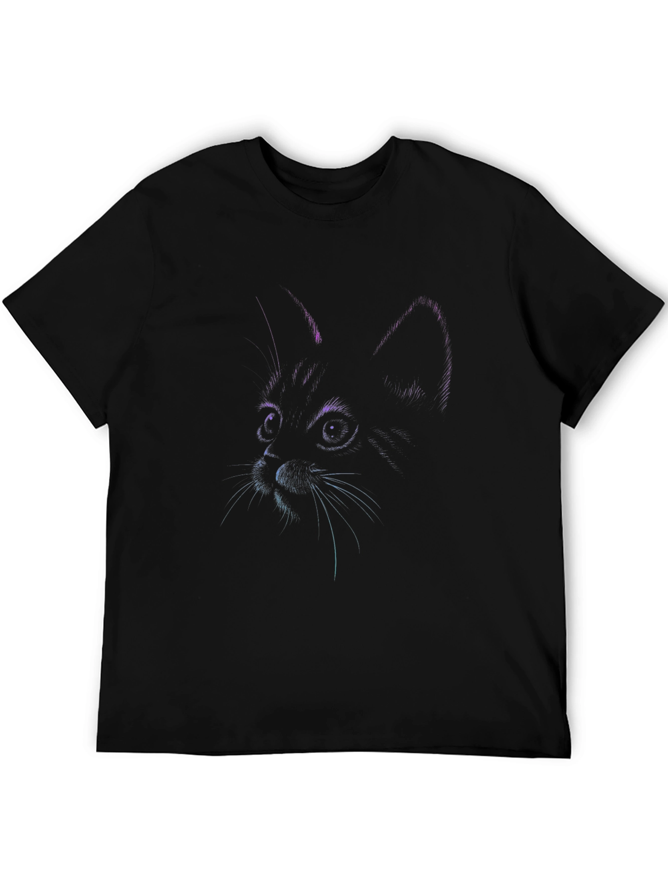 Neon Cat Graphic Black T-Shirt