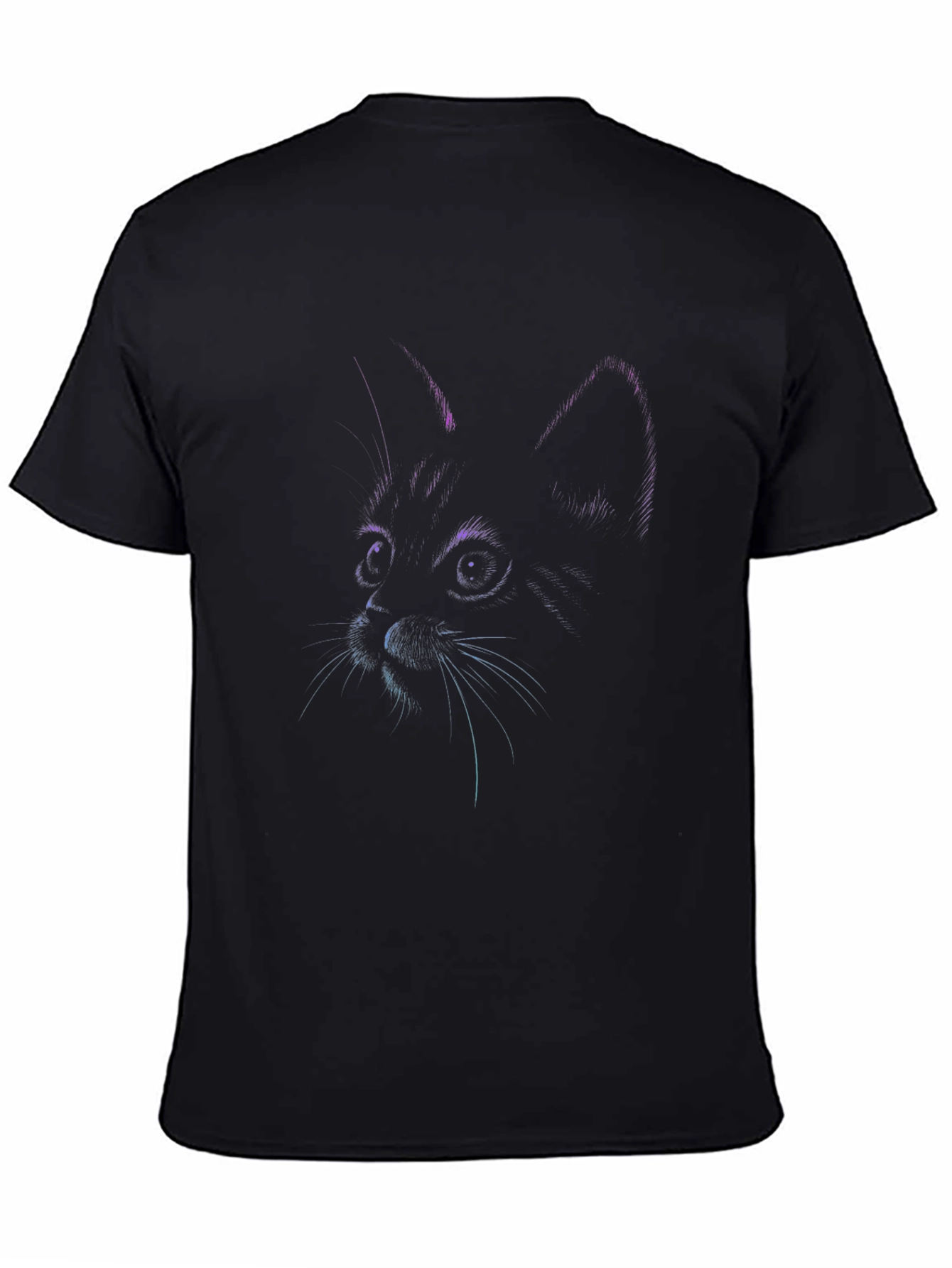 Neon Cat Graphic Black T-Shirt