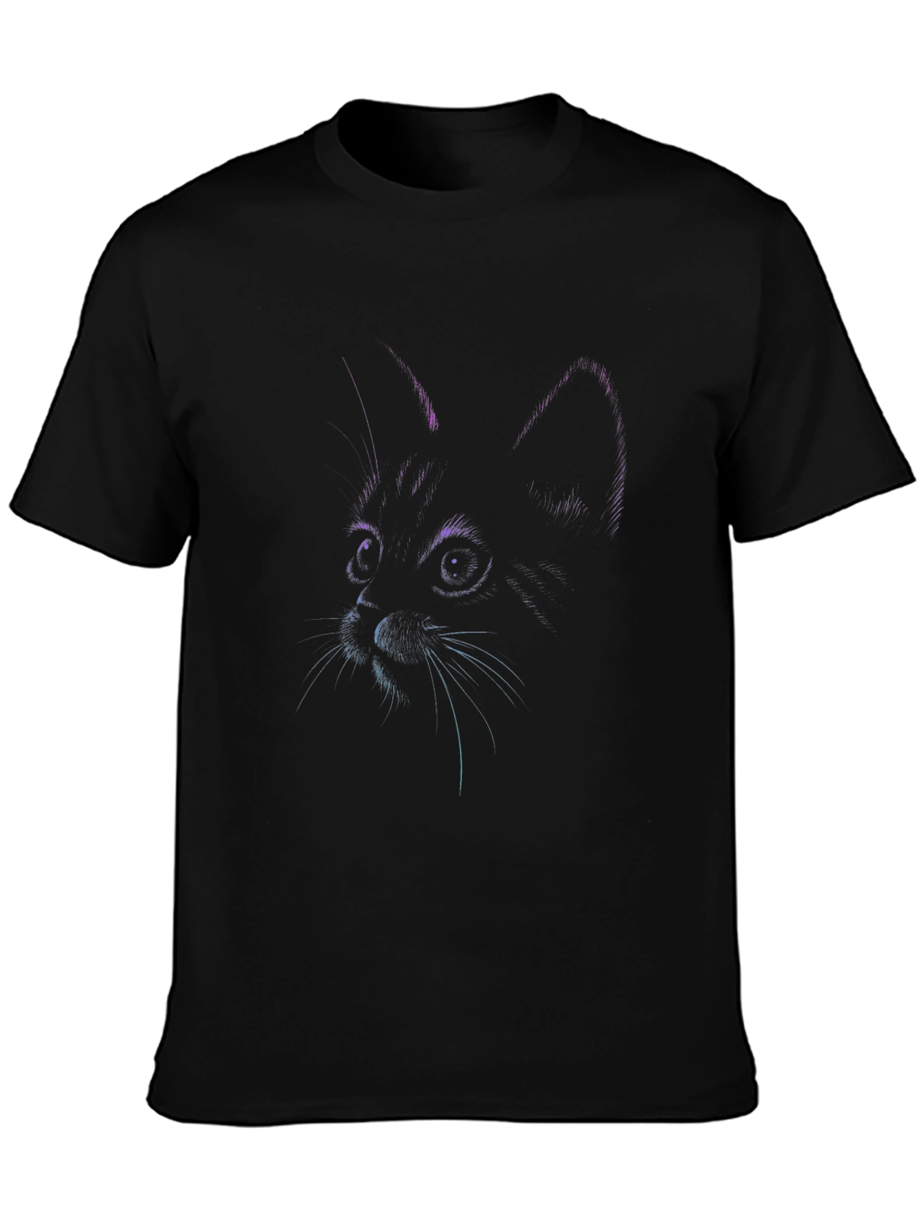 Neon Cat Graphic Black T-Shirt