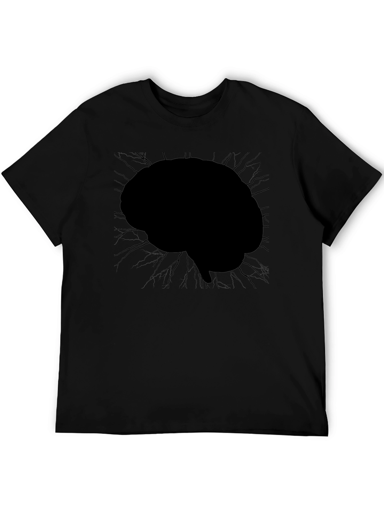 Brain Graphic Tee - Mens Black Crew Neck T-Shirt