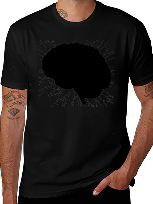 Brain Graphic Tee - Mens Black Crew Neck T-Shirt
