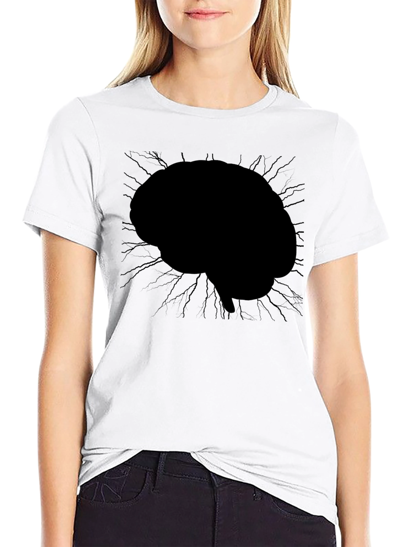 Brain Graphic Tee - Mens Black Crew Neck T-Shirt