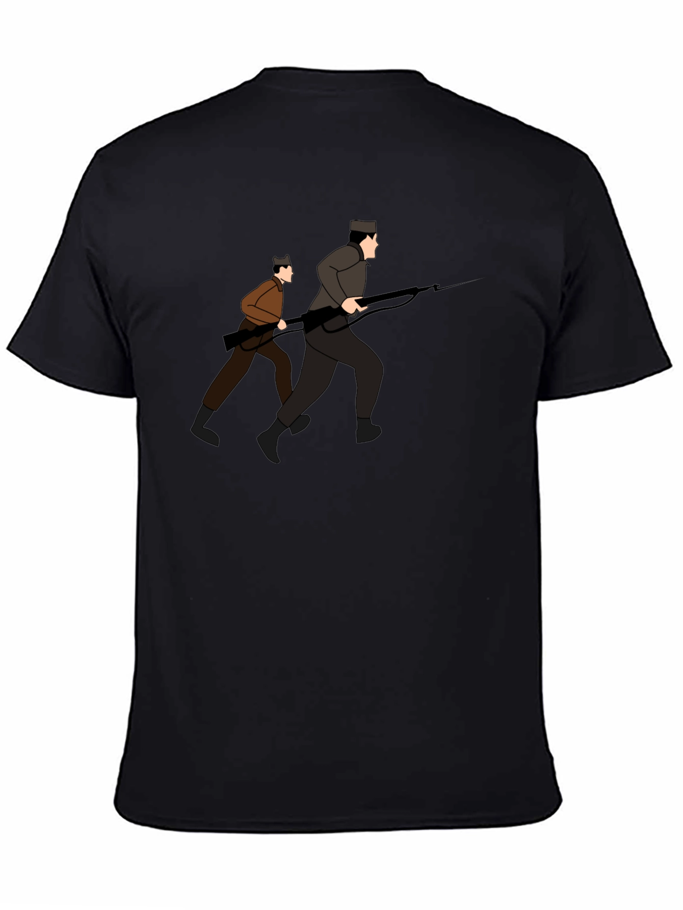Graphic Tee: Two Soldiers Running with Rifles