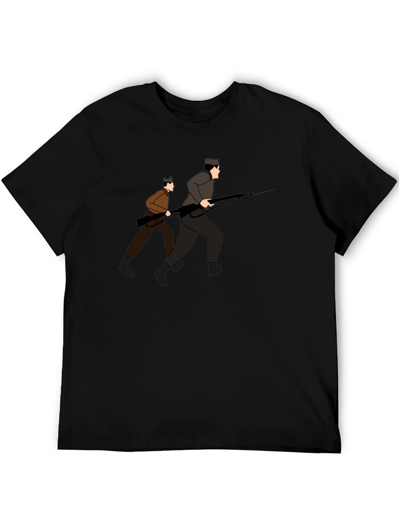 Graphic Tee: Two Soldiers Running with Rifles