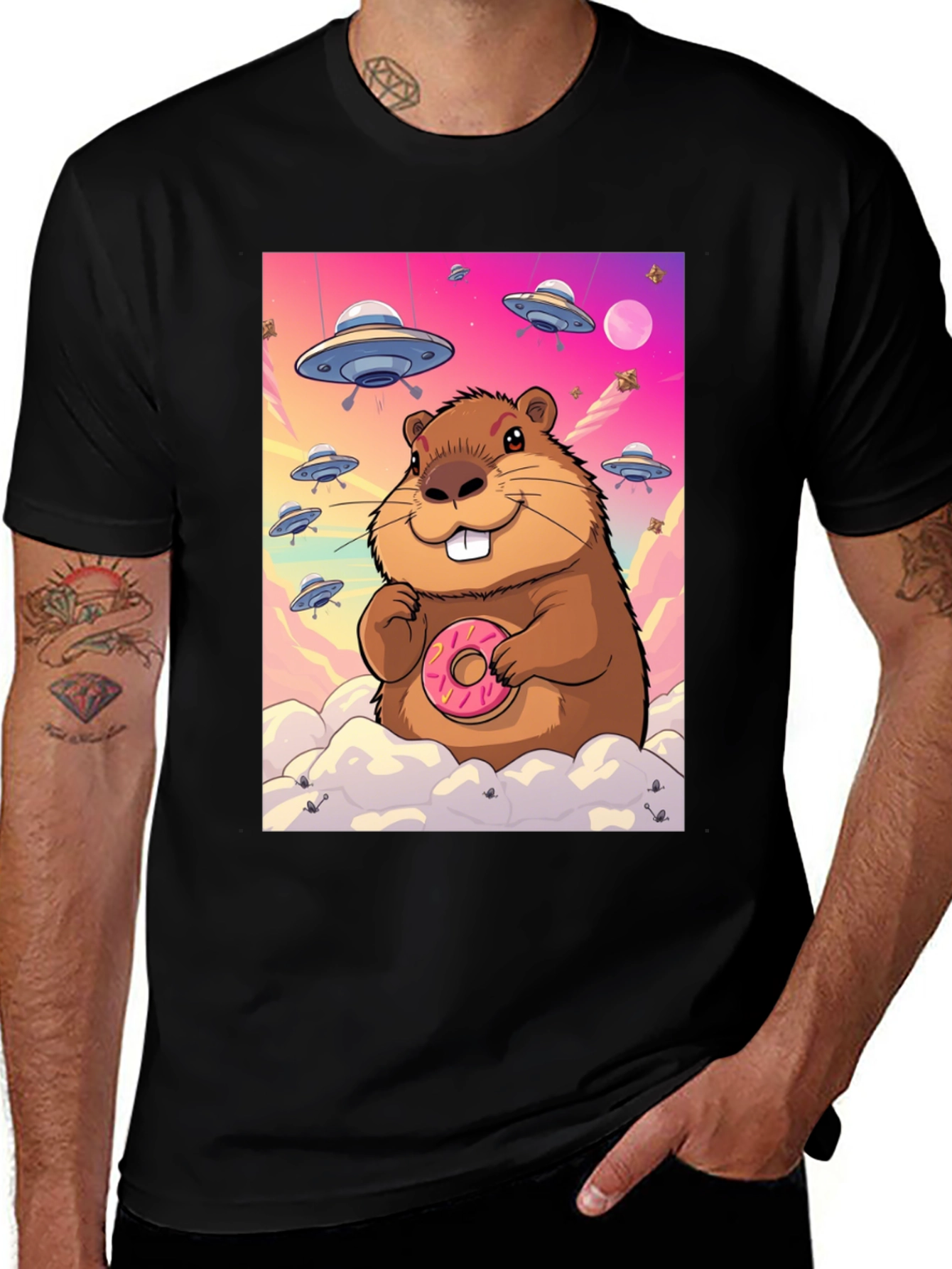 Space Beaver Donut T-Shirt