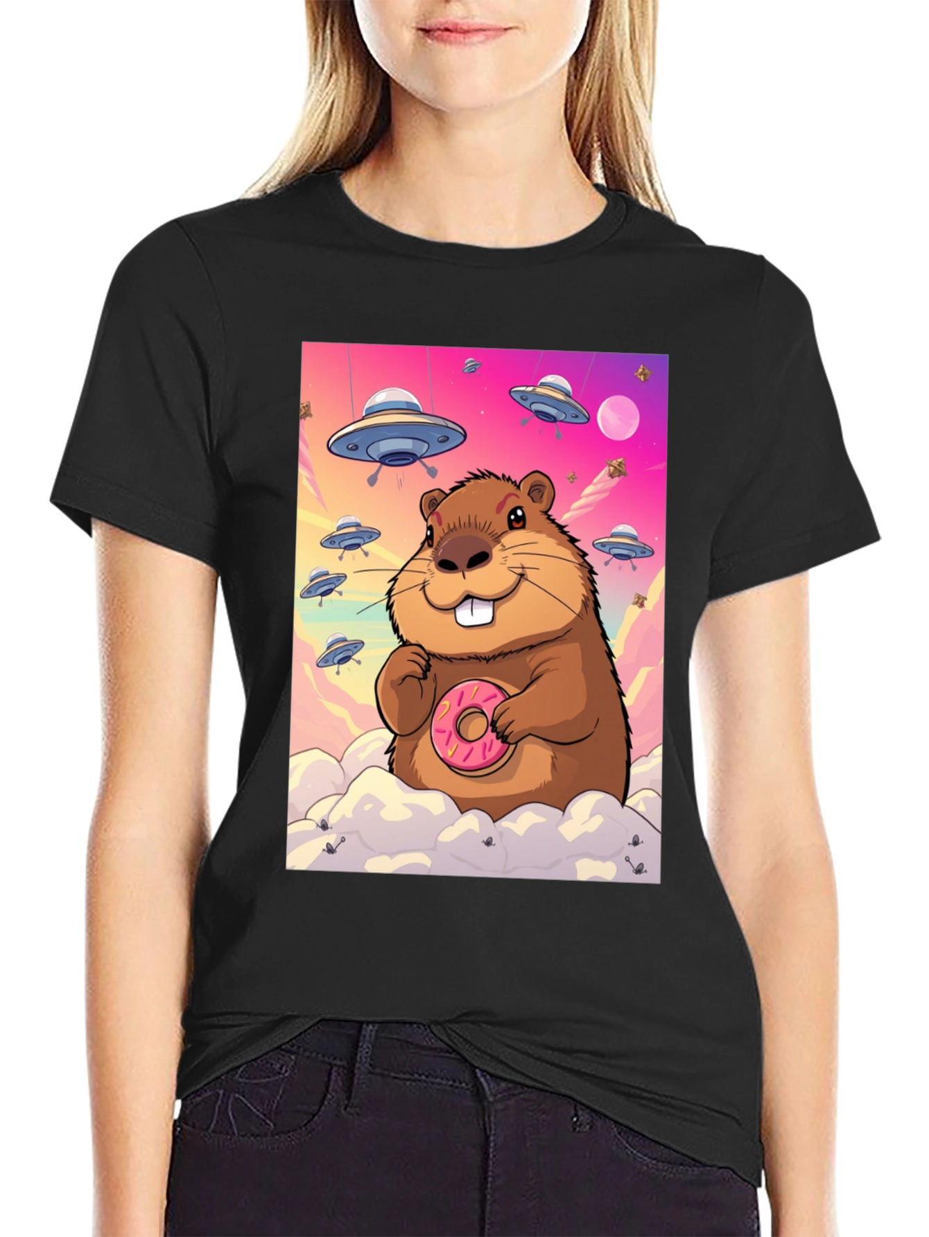 Space Beaver Donut T-Shirt
