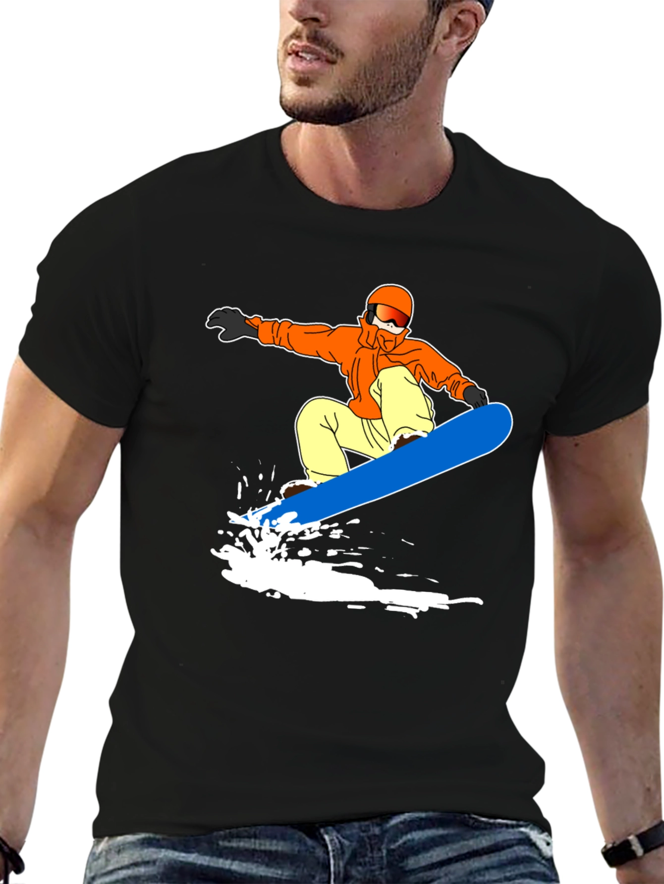 Snowboarder Graphic Black T-Shirt | Activewear Tee