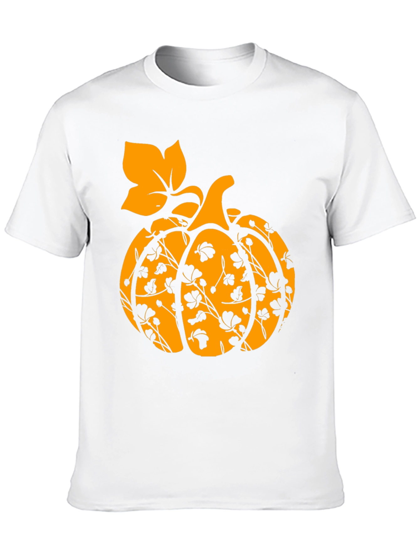 Fall Pumpkin Floral T-Shirt - Black