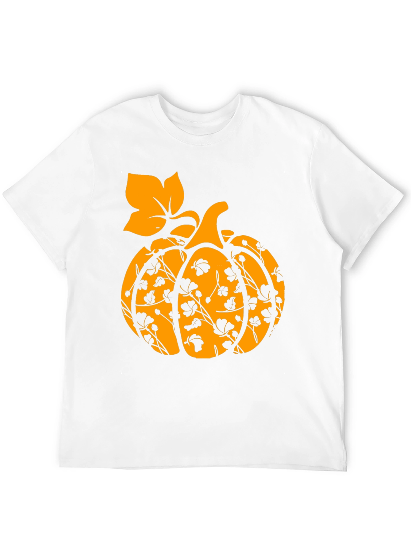 Fall Pumpkin Floral T-Shirt - Black